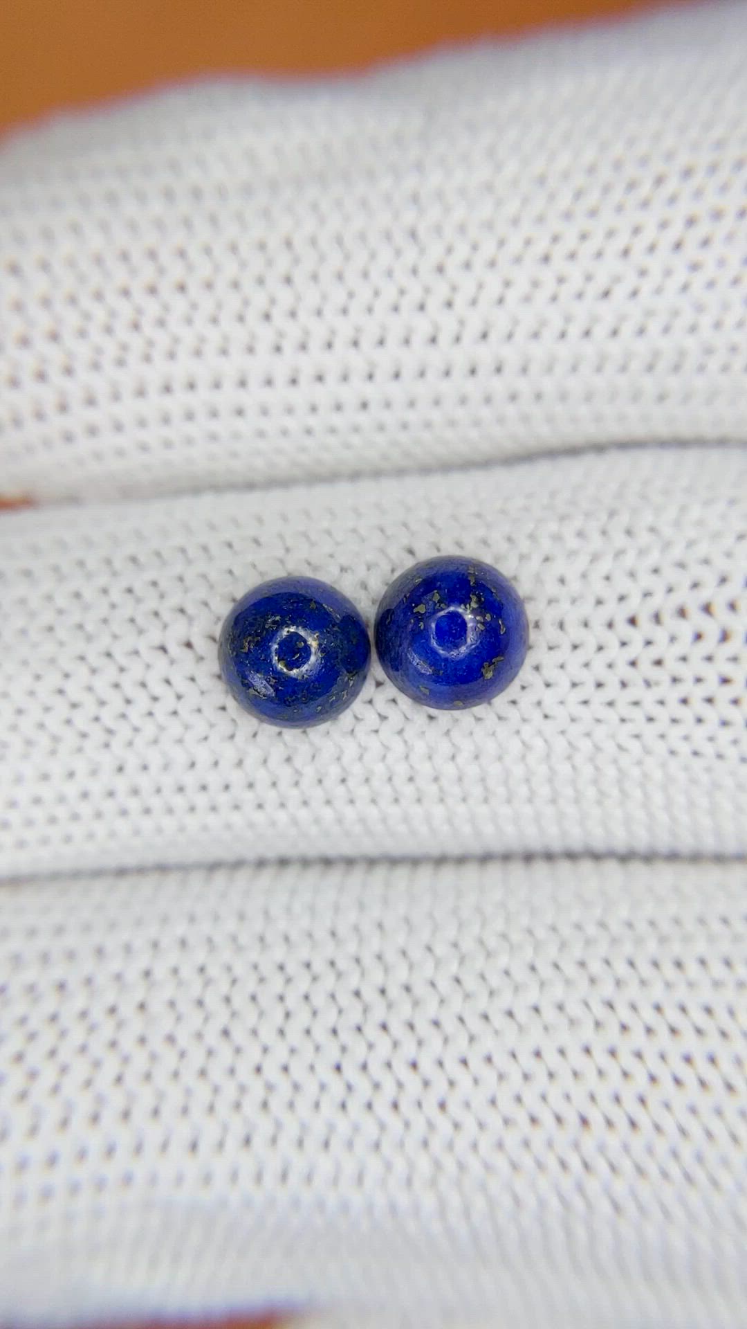 2.09&nbsp;Ct.Tw.Total Carat Weight Cabochon Lapis Pair from Afghanistan Size Video