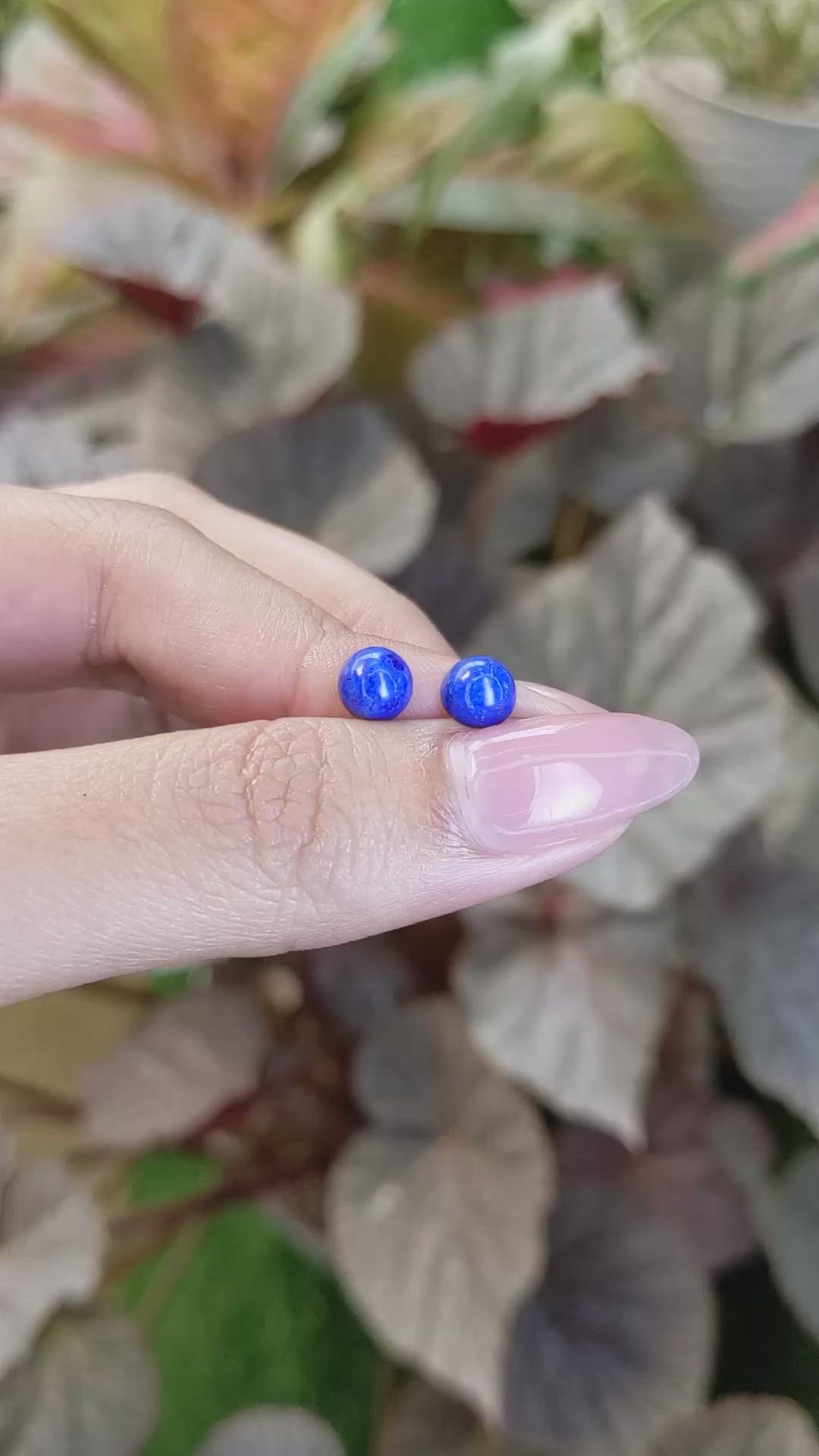 1.85&nbsp;Ct.Tw.Total Carat Weight Cabochon Lapis Pair from Afghanistan Size Video