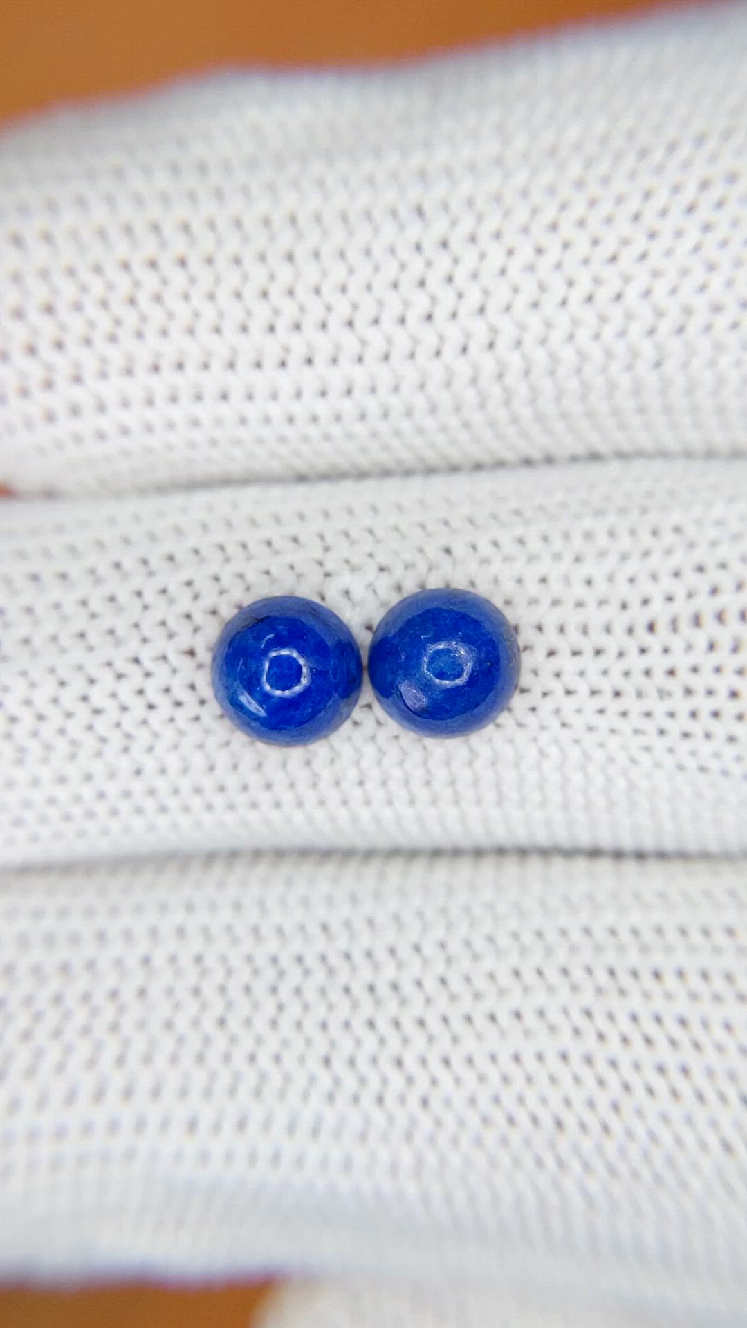1.92&nbsp;Ct.Tw.Total Carat Weight Cabochon Lapis Pair from Afghanistan Size Video