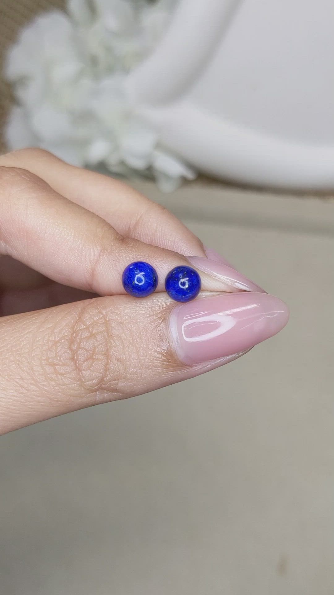 1.86&nbsp;Ct.Tw.Total Carat Weight Cabochon Lapis Pair from Afghanistan Size Video