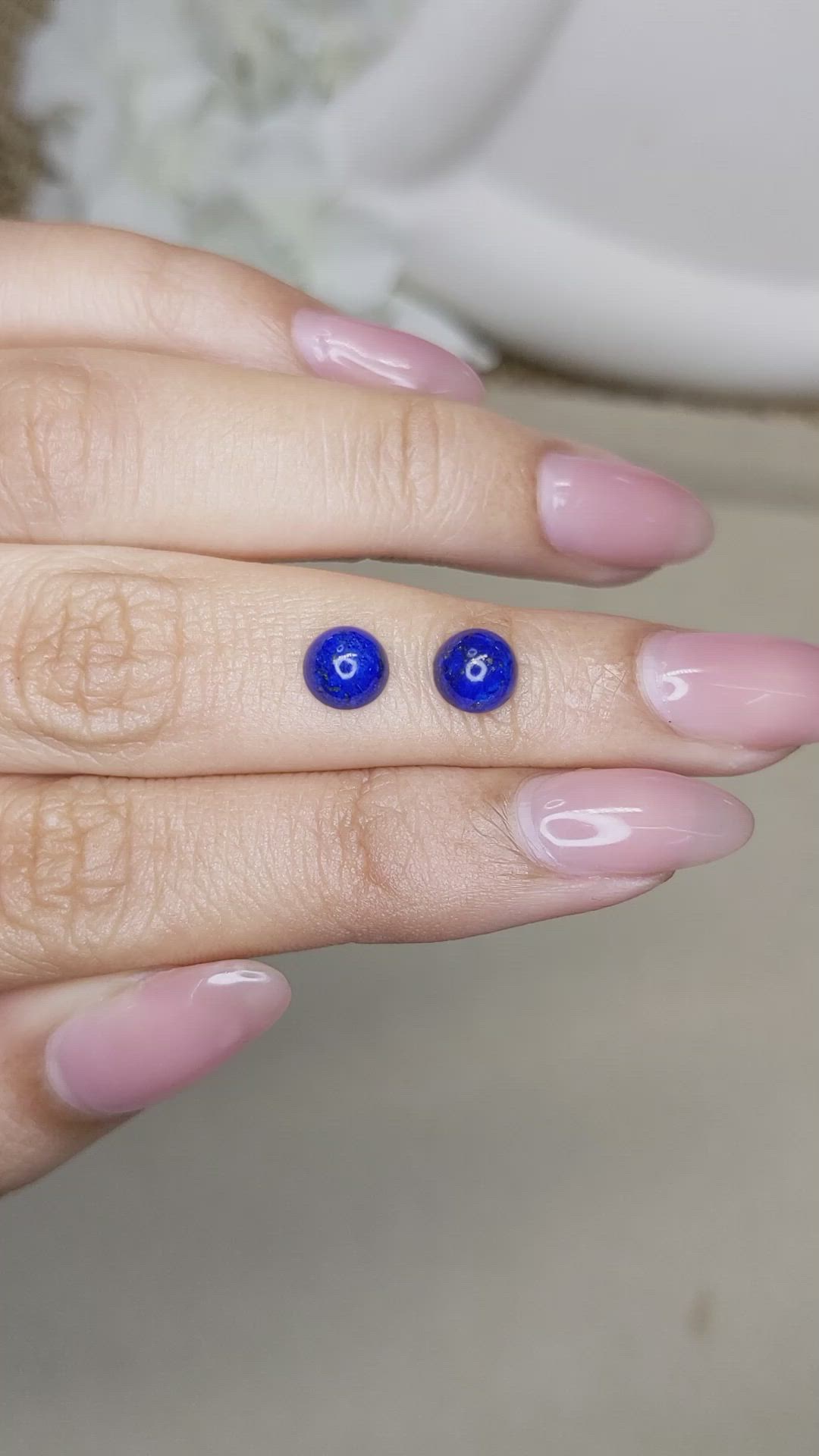 1.86&nbsp;Ct.Tw.Total Carat Weight Cabochon Lapis Pair from Afghanistan Size Video