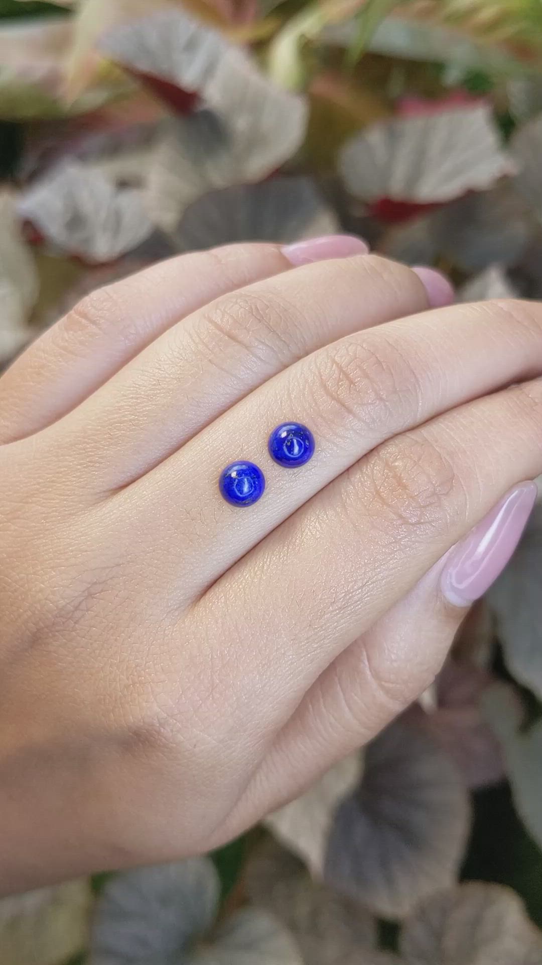 1.86&nbsp;Ct.Tw.Total Carat Weight Cabochon Lapis Pair from Afghanistan Size Video