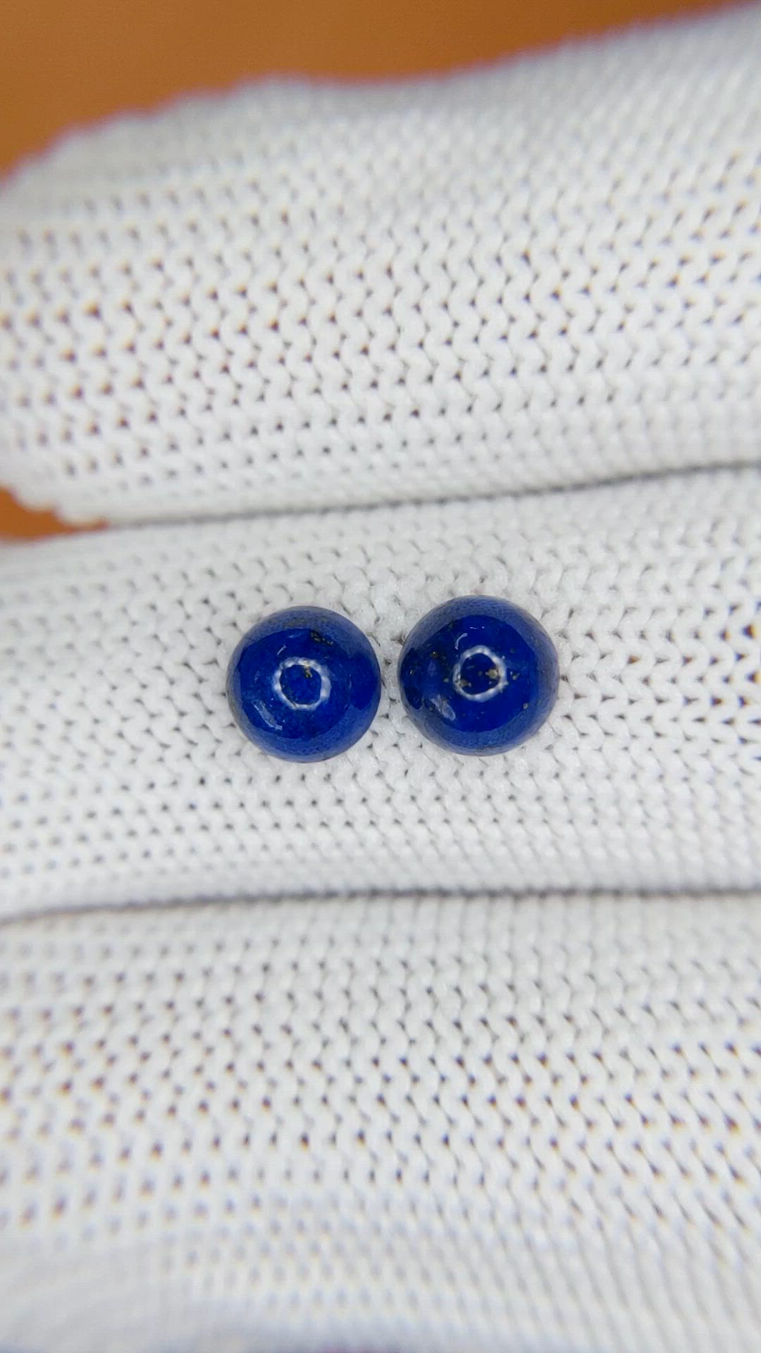 1.86&nbsp;Ct.Tw.Total Carat Weight Cabochon Lapis Pair from Afghanistan Size Video