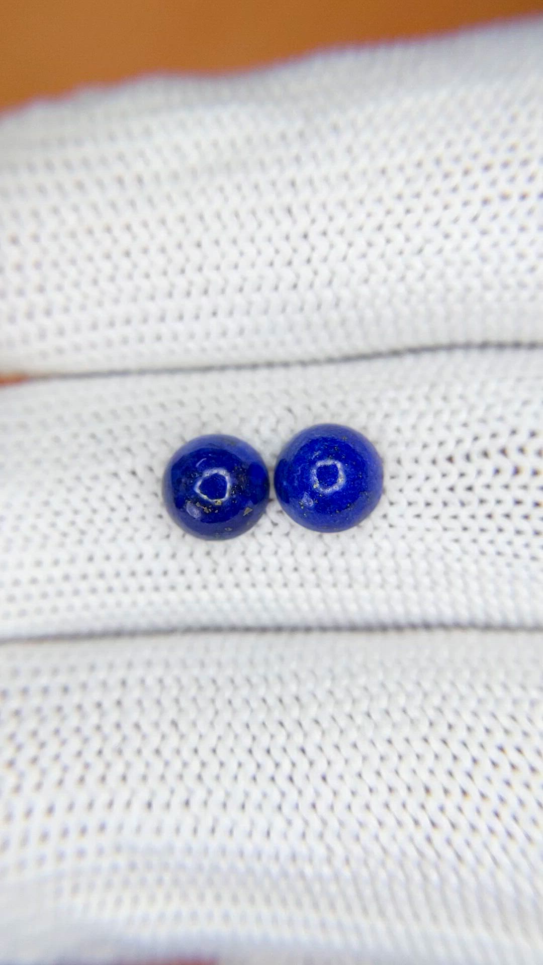 1.88&nbsp;Ct.Tw.Total Carat Weight Cabochon Lapis Pair from Afghanistan Size Video