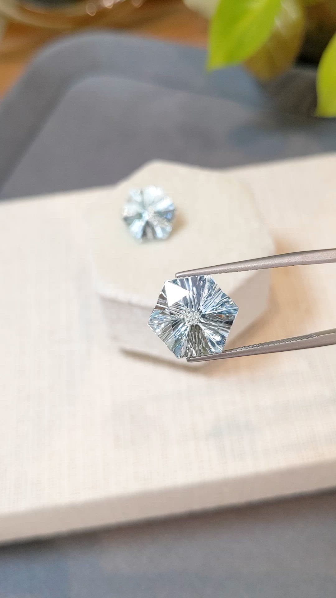 13.68&nbsp;Ct.Tw.Total Carat Weight Blue Aquamarine Pair from Brazil Size Video