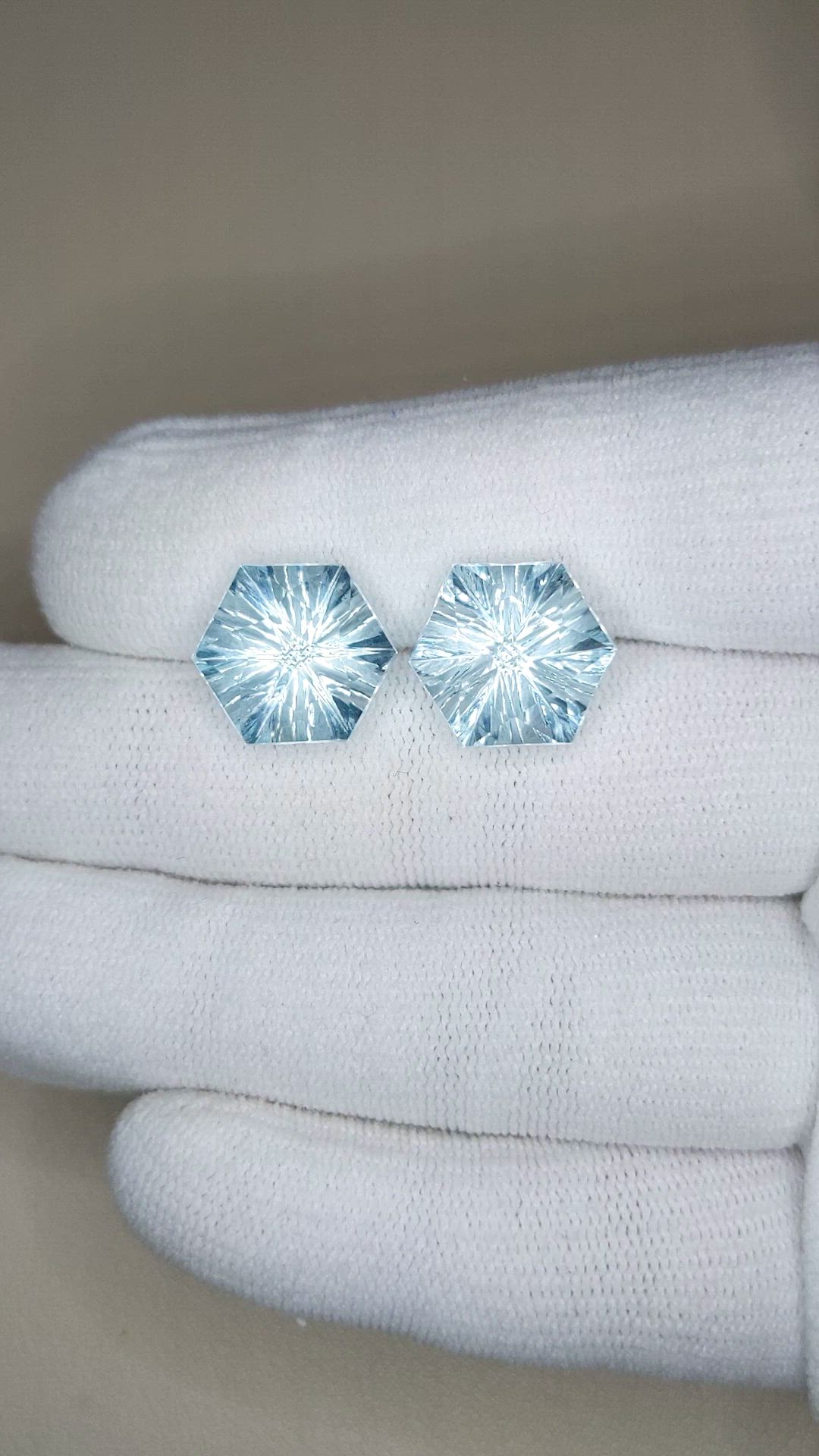 13.68&nbsp;Ct.Tw.Total Carat Weight Blue Aquamarine Pair from Brazil Size Video