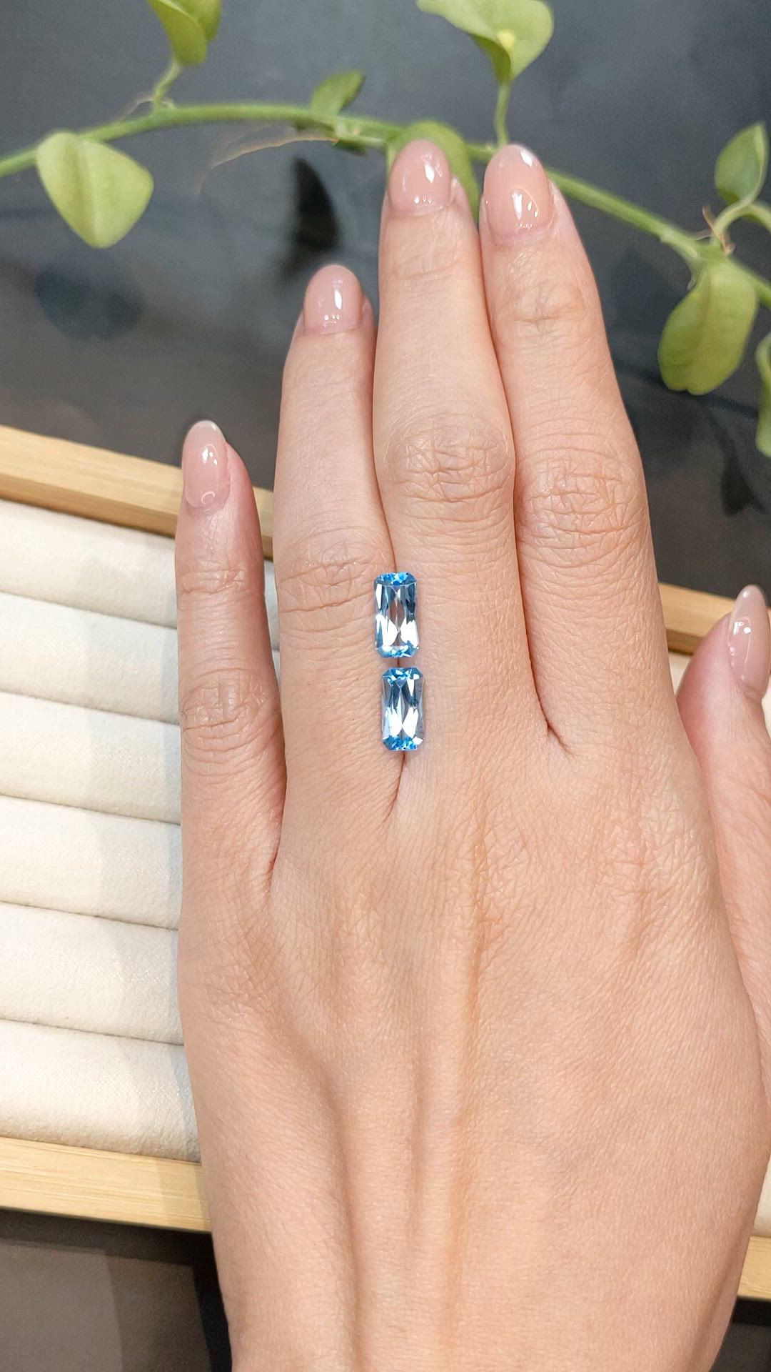 3.77 Ct.Tw.Total Carat Weight Swiss Blue Topaz Pair from Brazil Size Video