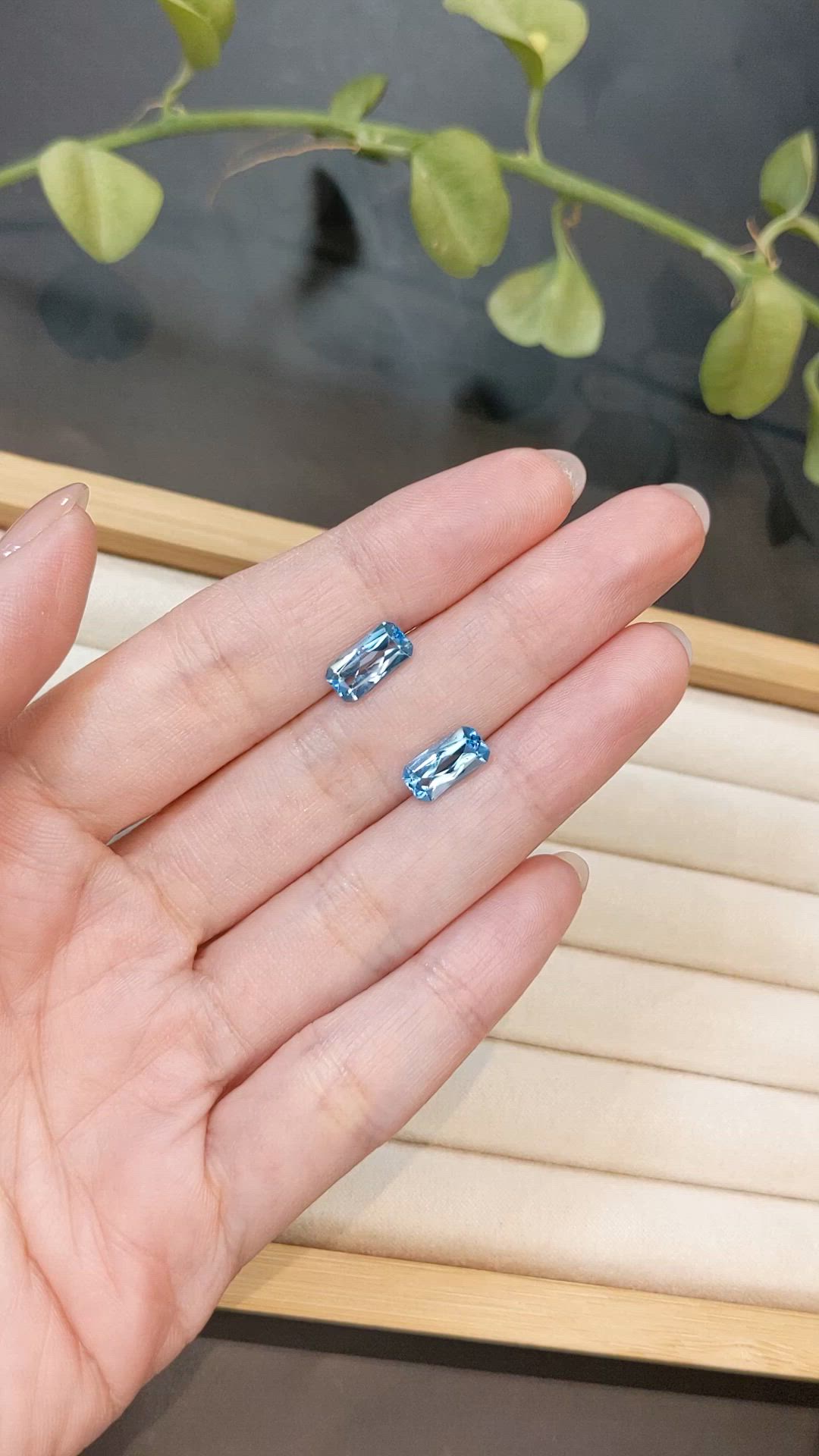3.77 Ct.Tw.Total Carat Weight Swiss Blue Topaz Pair from Brazil Size Video