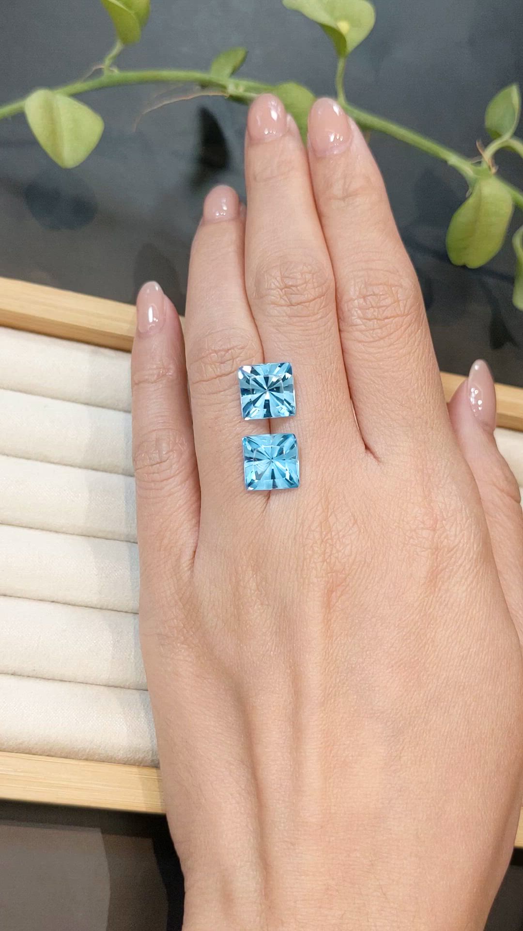 11.55&nbsp;Ct.Tw.Total Carat Weight Blue Topaz Pair from Brazil Size Video