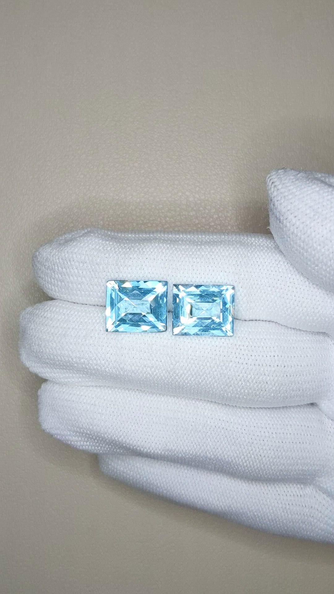 12.33&nbsp;Ct.Tw.Total Carat Weight Sky Blue Topaz Pair from Brazil Size Video