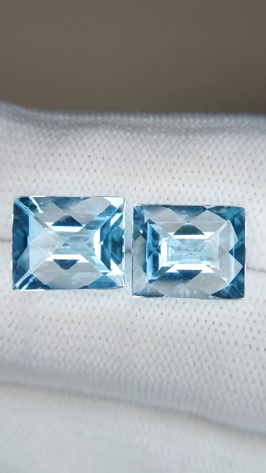 12.33&nbsp;Ct.Tw.Total Carat Weight Sky Blue Topaz Pair from Brazil Size Video