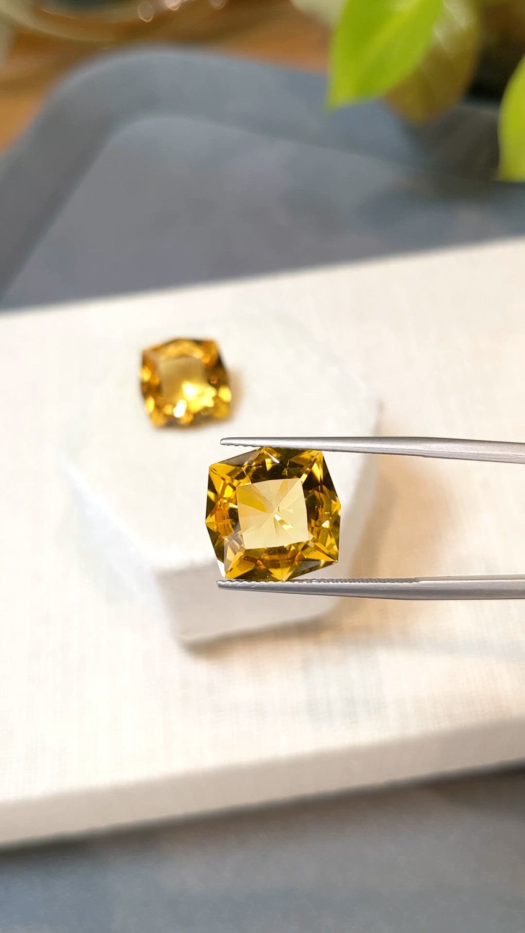 14.66&nbsp;Ct.Tw.Total Carat Weight Yellow Citrine Pair from Brazil Size Video