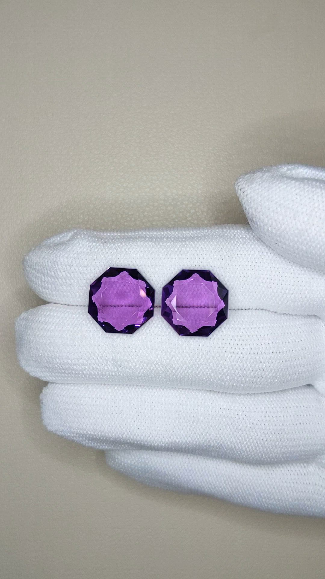 13.17&nbsp;Ct.Tw.Total Carat Weight Purple Amethyst Pair from Brazil Size Video