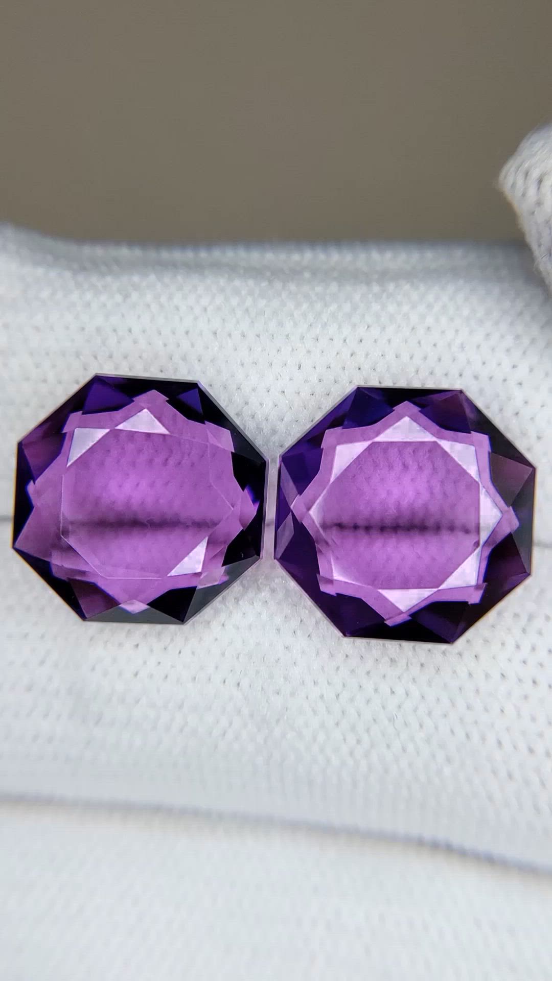 13.17&nbsp;Ct.Tw.Total Carat Weight Purple Amethyst Pair from Brazil Size Video