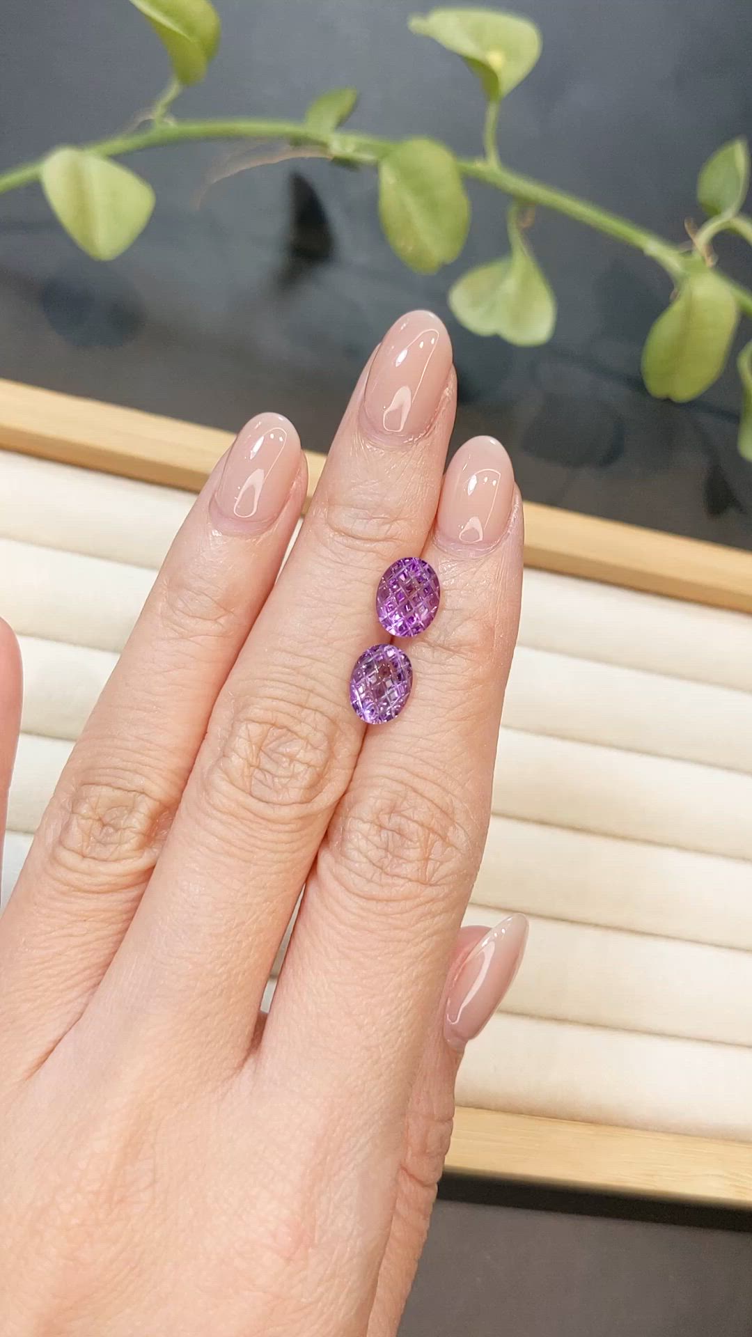 3.33 Ct.Tw.Total Carat Weight Purple Amethyst Pair from Brazil Size Video