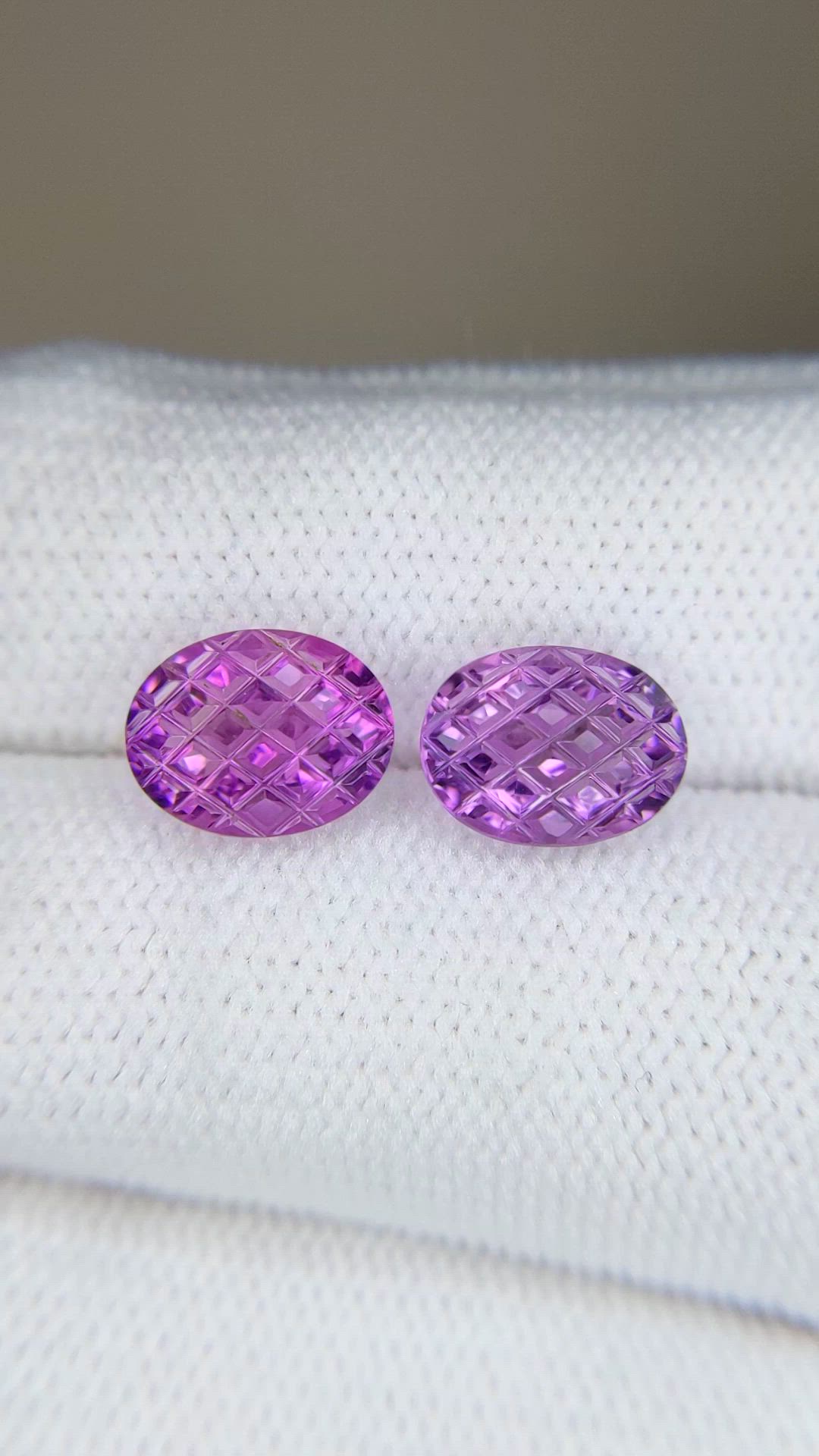 3.33 Ct.Tw.Total Carat Weight Purple Amethyst Pair from Brazil Size Video