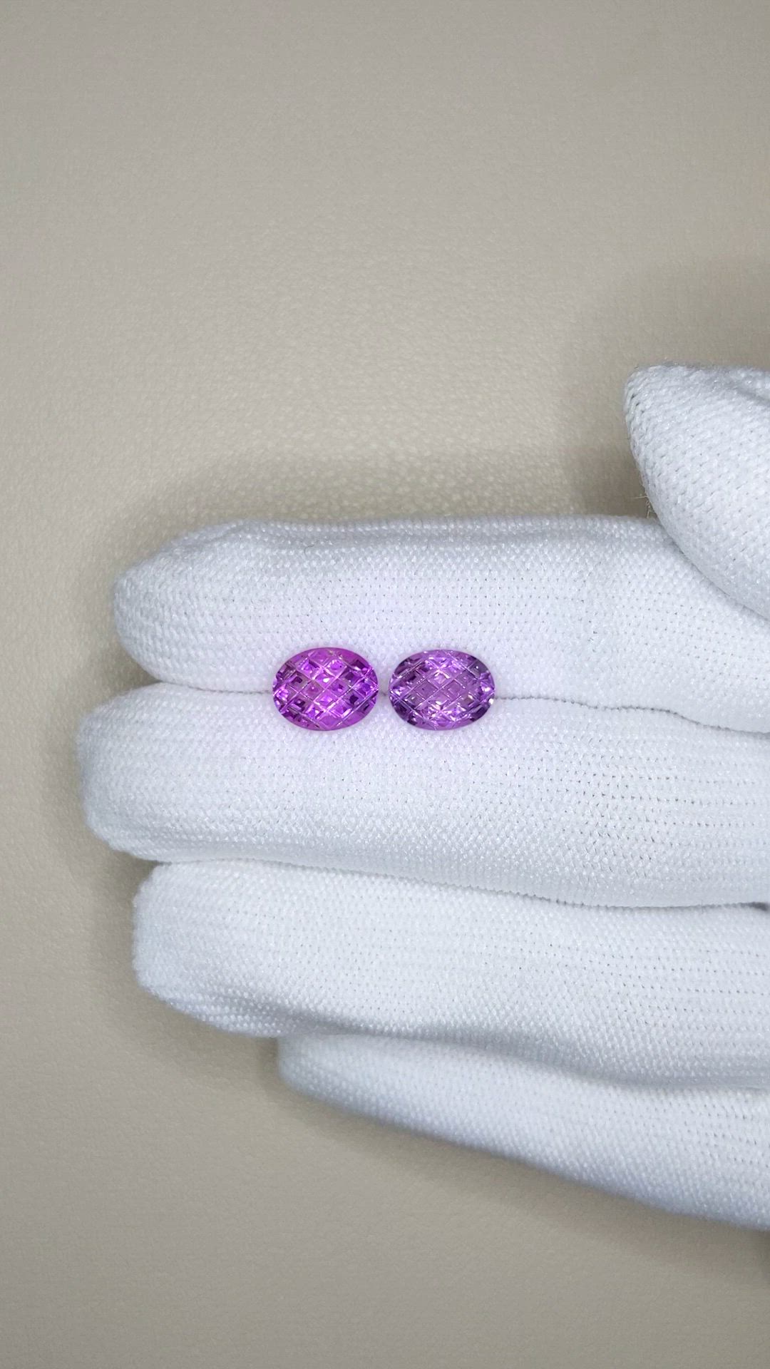 3.33 Ct.Tw.Total Carat Weight Purple Amethyst Pair from Brazil Size Video