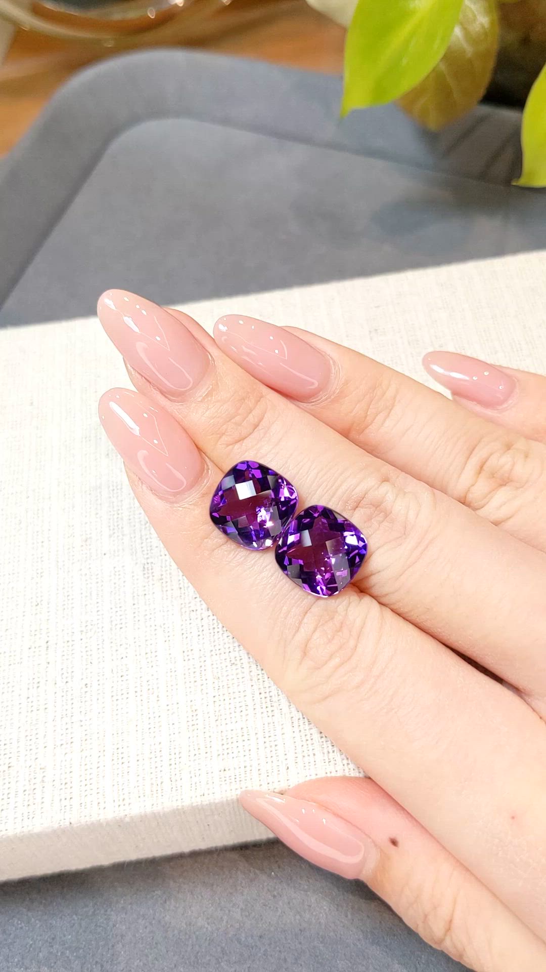 11.60&nbsp;Ct.Tw.Total Carat Weight Purple Amethyst Pair from Brazil Size Video
