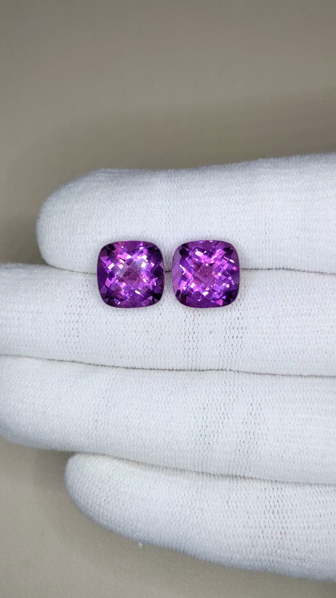 10.02 Ct.Tw.Total Carat Weight Purple Amethyst Pair from Brazil Size Video
