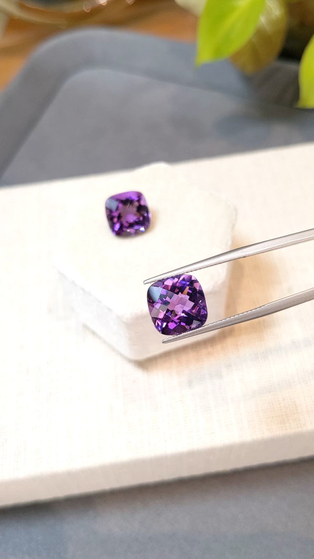 10.02 Ct.Tw.Total Carat Weight Purple Amethyst Pair from Brazil Size Video