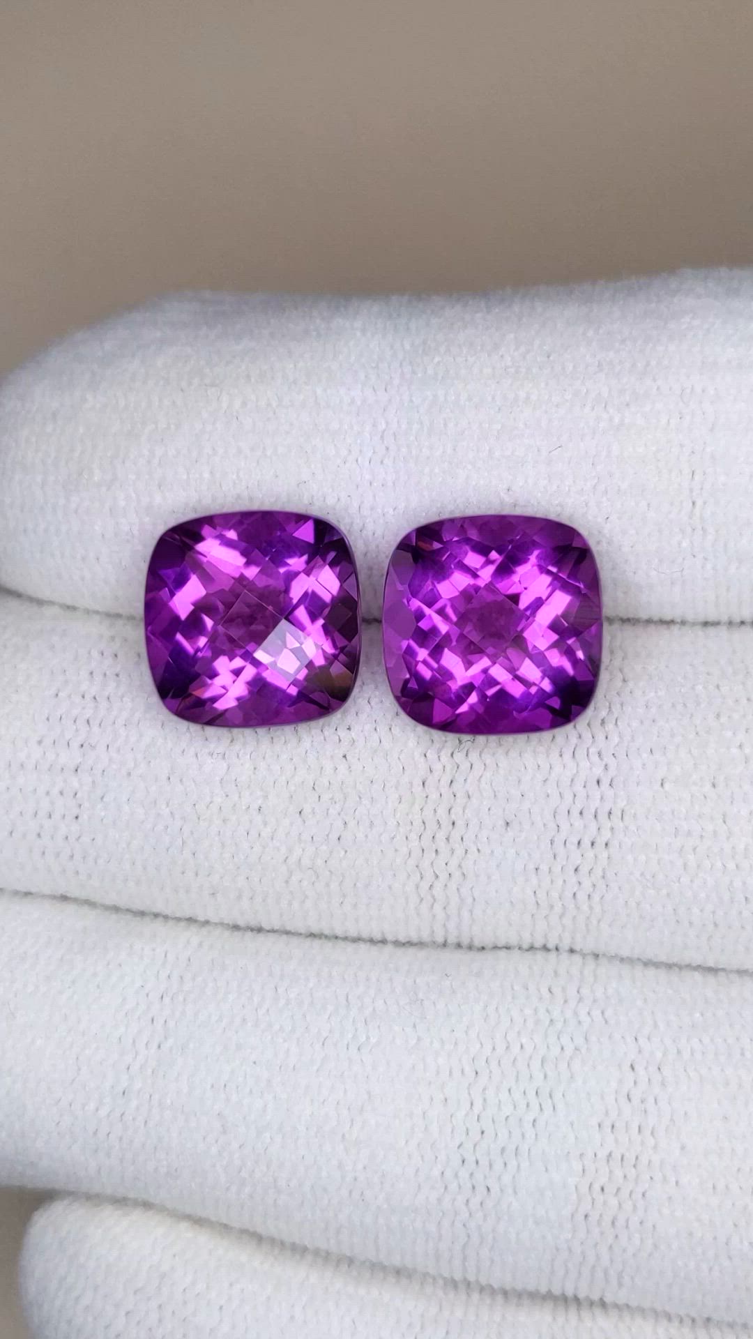 10.02 Ct.Tw.Total Carat Weight Purple Amethyst Pair from Brazil Size Video
