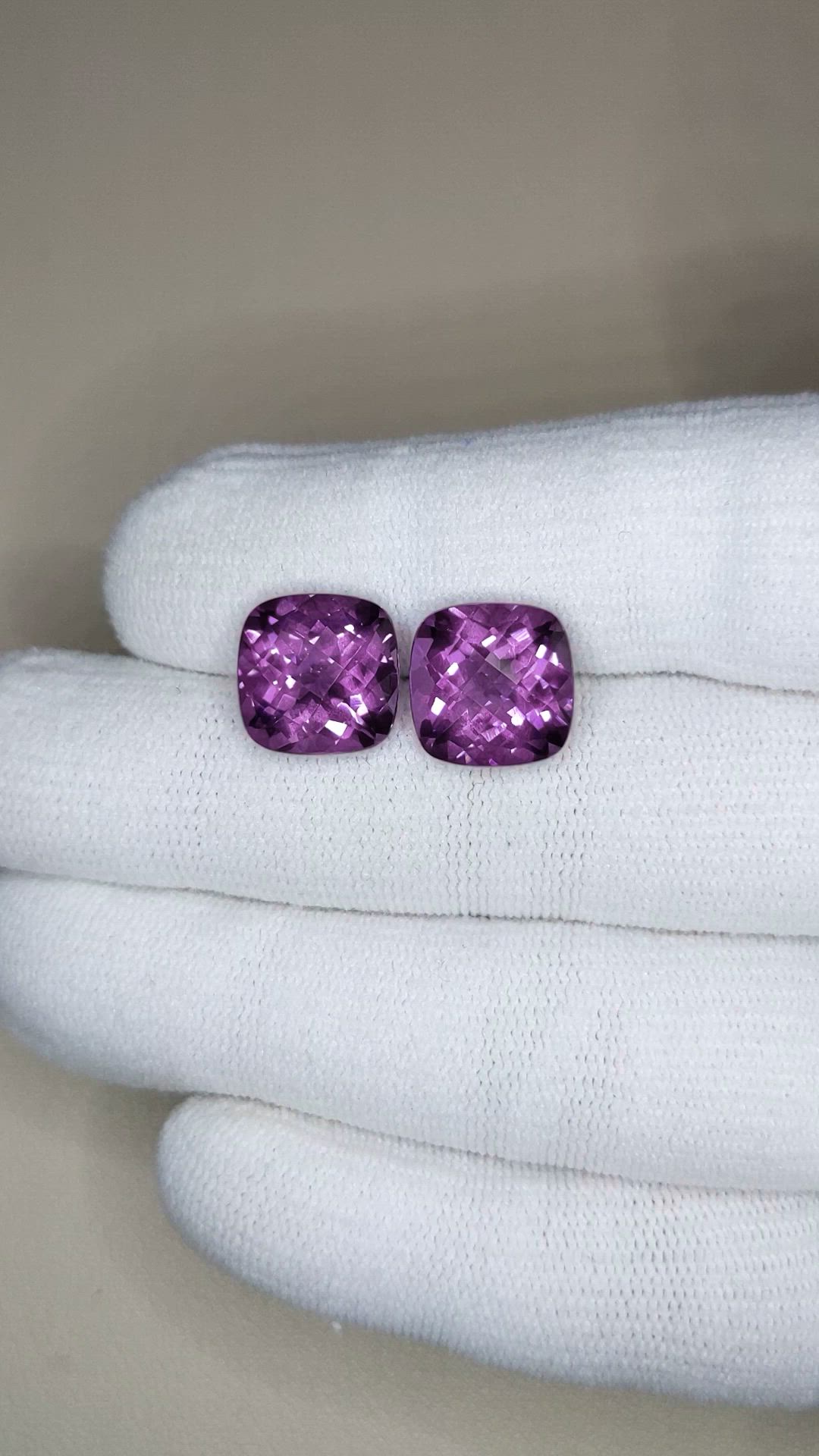 10.21&nbsp;Ct.Tw.Total Carat Weight Purple Amethyst Pair from Brazil Size Video