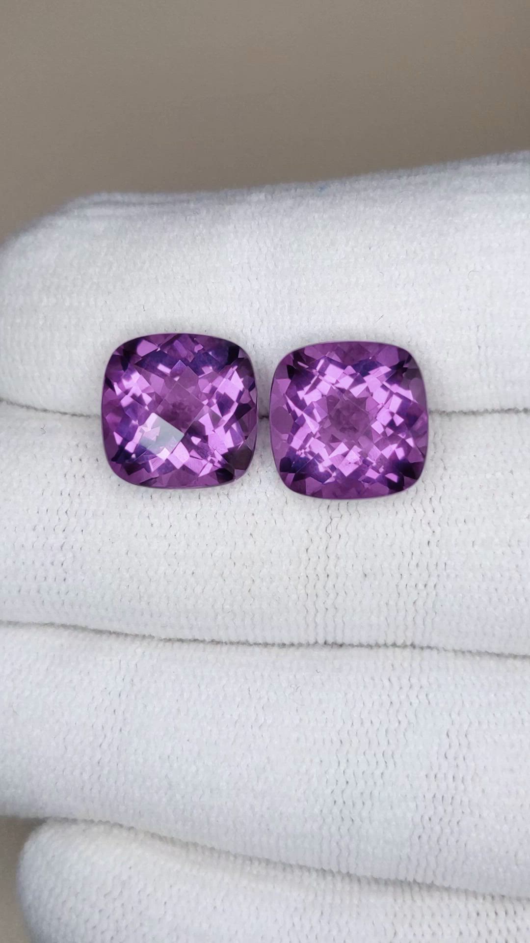10.21&nbsp;Ct.Tw.Total Carat Weight Purple Amethyst Pair from Brazil Size Video