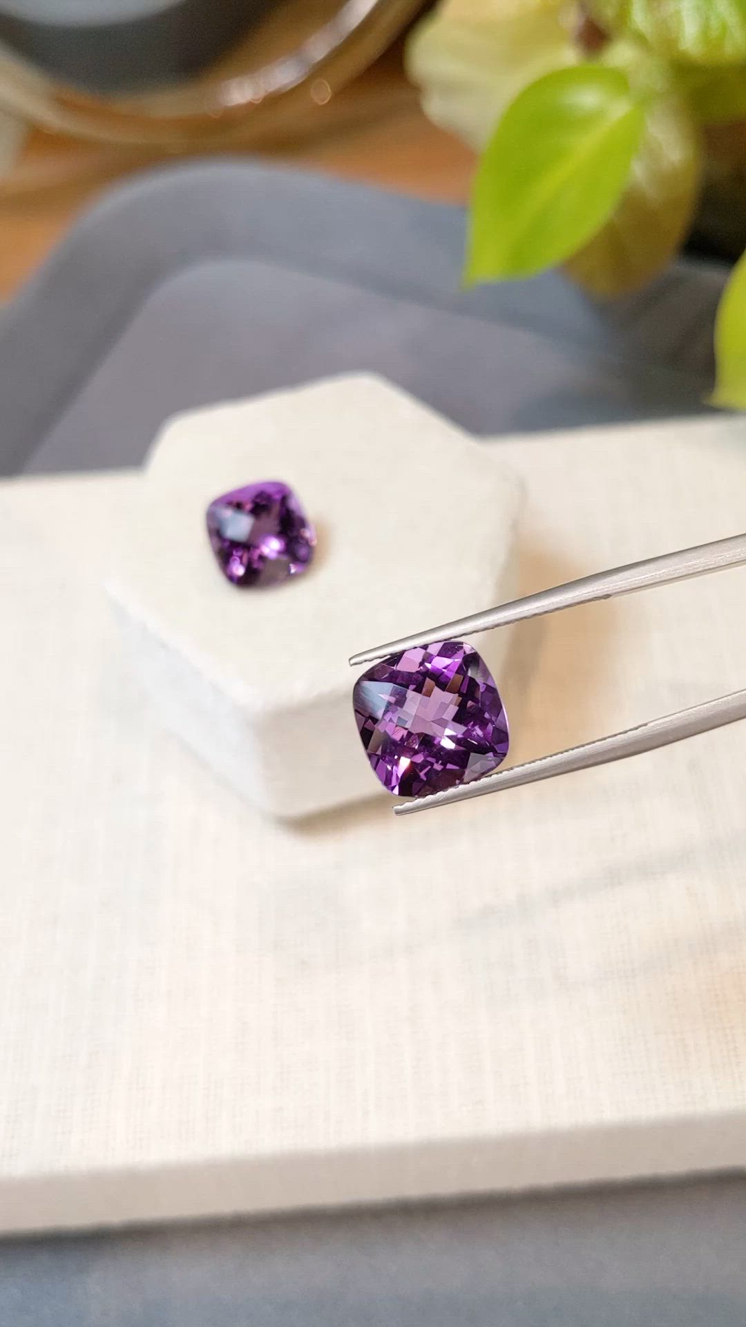 10.21&nbsp;Ct.Tw.Total Carat Weight Purple Amethyst Pair from Brazil Size Video