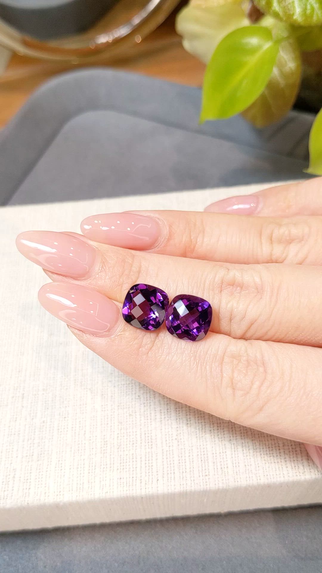 7.37&nbsp;Ct.Tw.Total Carat Weight Purple Amethyst Pair from Brazil Size Video