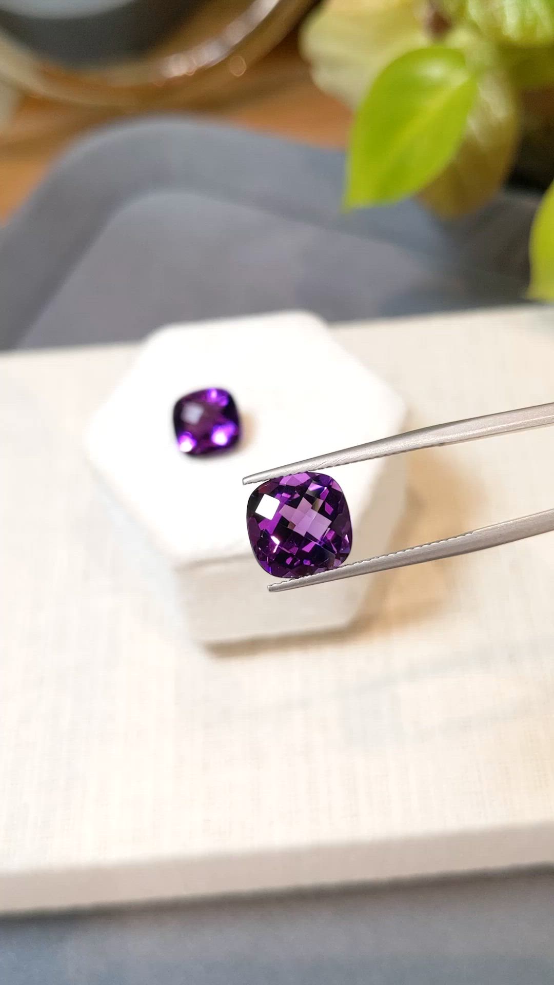 7.37&nbsp;Ct.Tw.Total Carat Weight Purple Amethyst Pair from Brazil Size Video