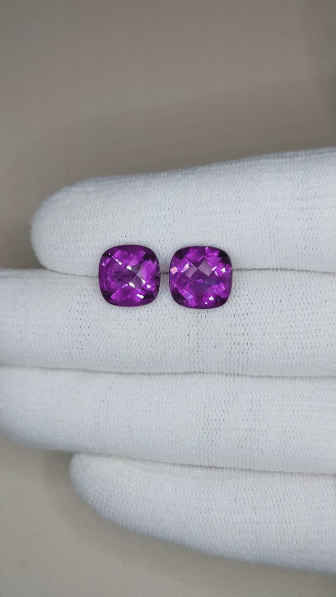 7.37&nbsp;Ct.Tw.Total Carat Weight Purple Amethyst Pair from Brazil Size Video