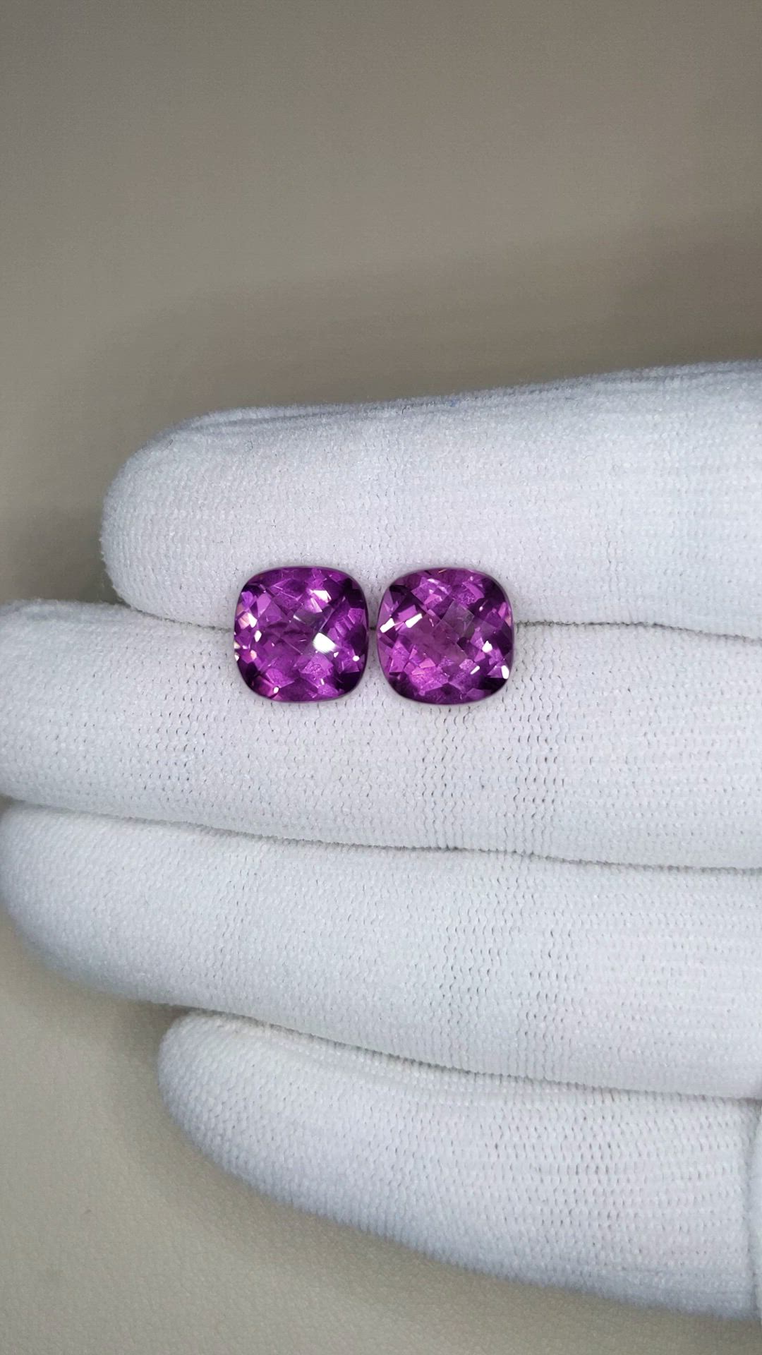 7.45&nbsp;Ct.Tw.Total Carat Weight Purple Amethyst Pair from Brazil Size Video