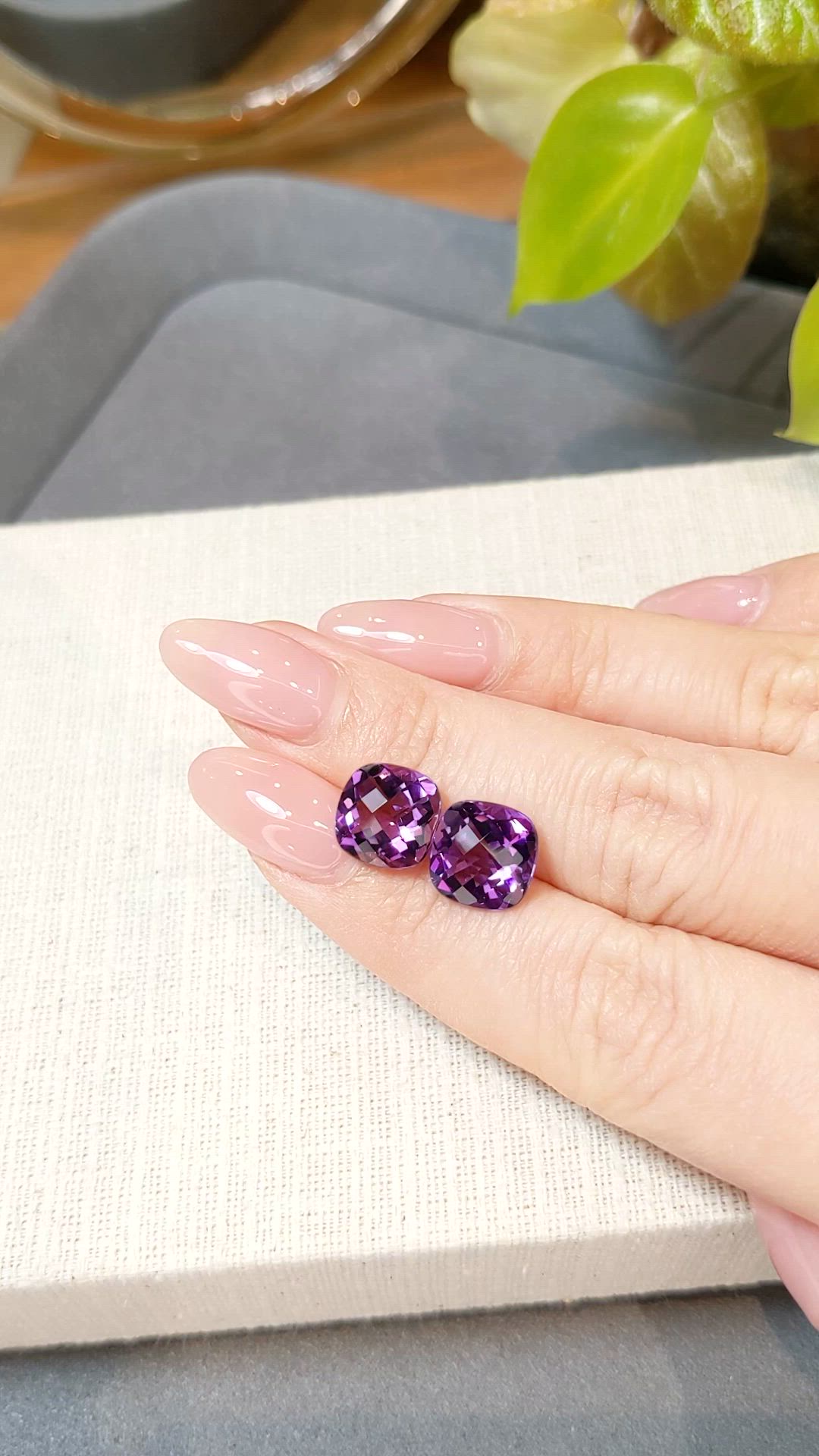 7.45&nbsp;Ct.Tw.Total Carat Weight Purple Amethyst Pair from Brazil Size Video