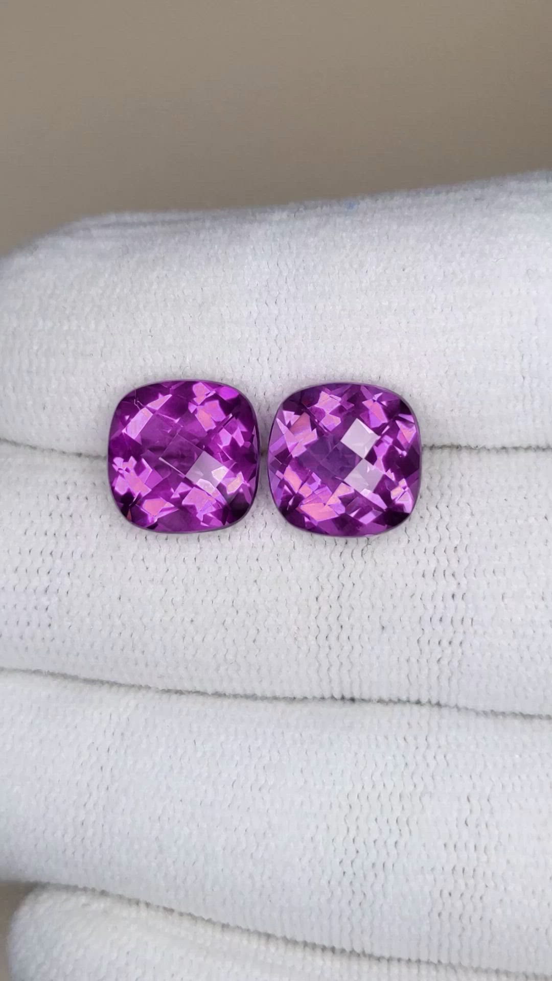 7.45&nbsp;Ct.Tw.Total Carat Weight Purple Amethyst Pair from Brazil Size Video