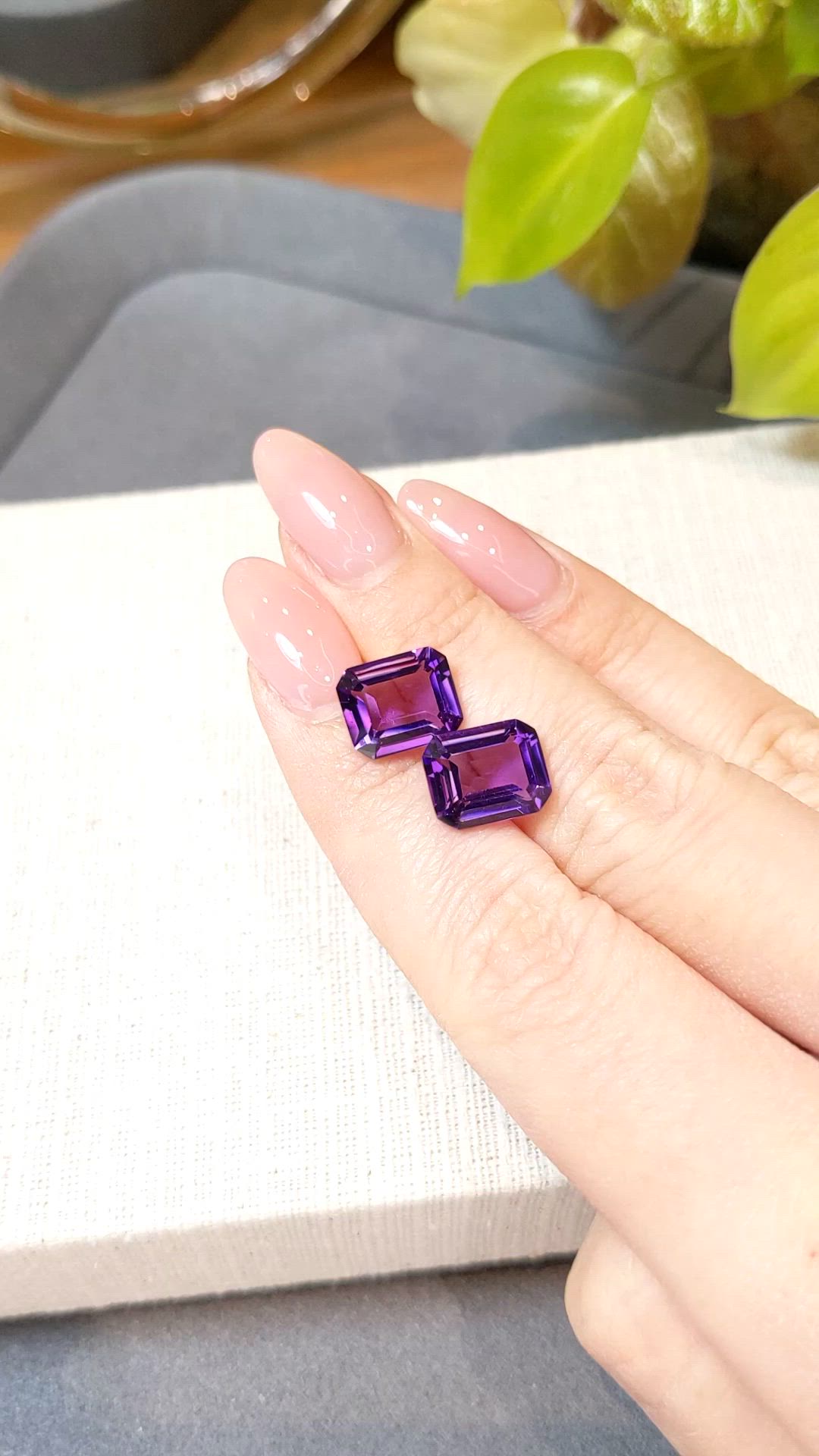 7.94&nbsp;Ct.Tw.Total Carat Weight Purple Amethyst Pair from Brazil Size Video