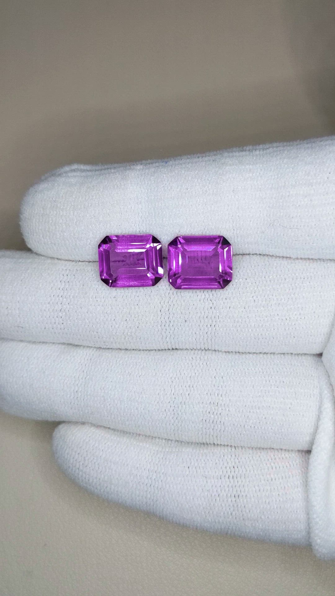 7.94&nbsp;Ct.Tw.Total Carat Weight Purple Amethyst Pair from Brazil Size Video