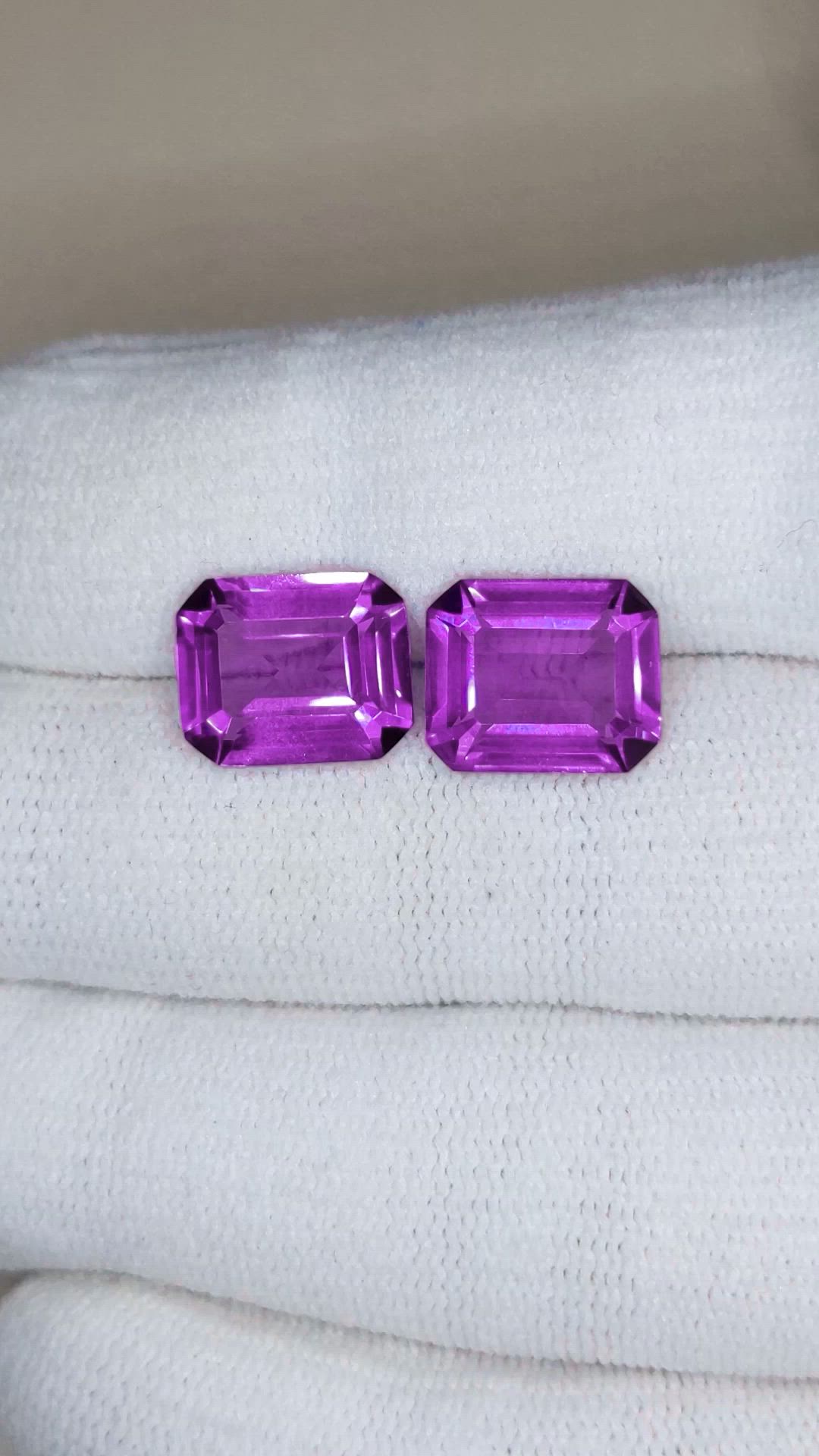 7.94&nbsp;Ct.Tw.Total Carat Weight Purple Amethyst Pair from Brazil Size Video