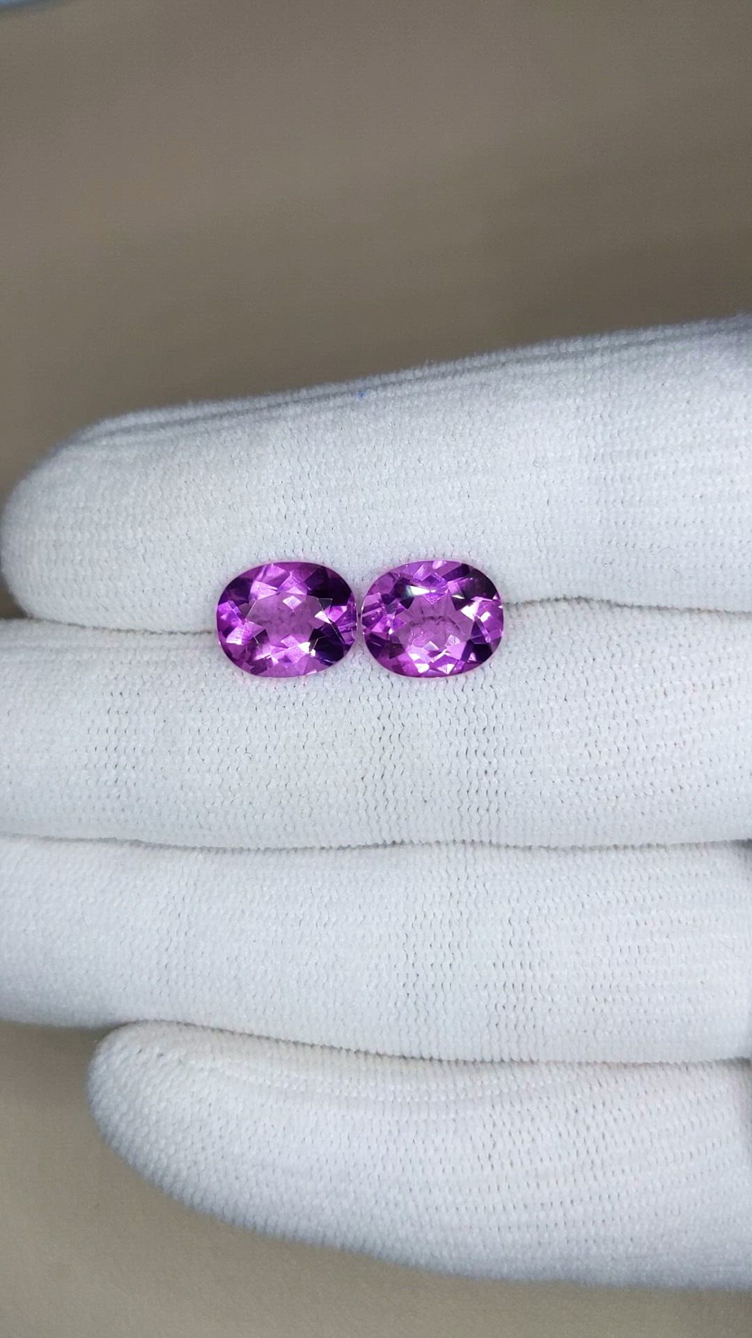 4.76&nbsp;Ct.Tw.Total Carat Weight Purple Amethyst Pair from Brazil Size Video