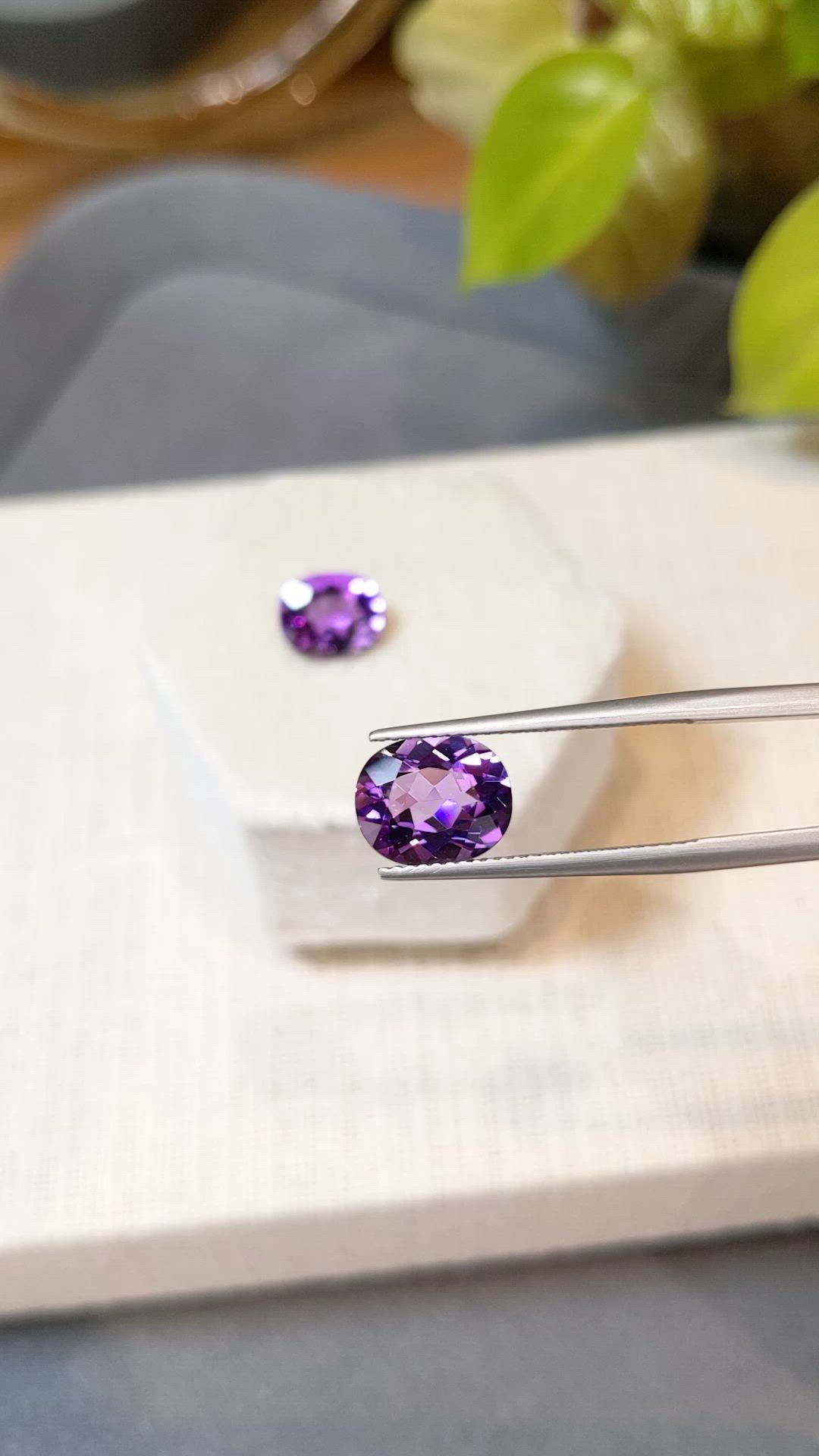 4.76&nbsp;Ct.Tw.Total Carat Weight Purple Amethyst Pair from Brazil Size Video