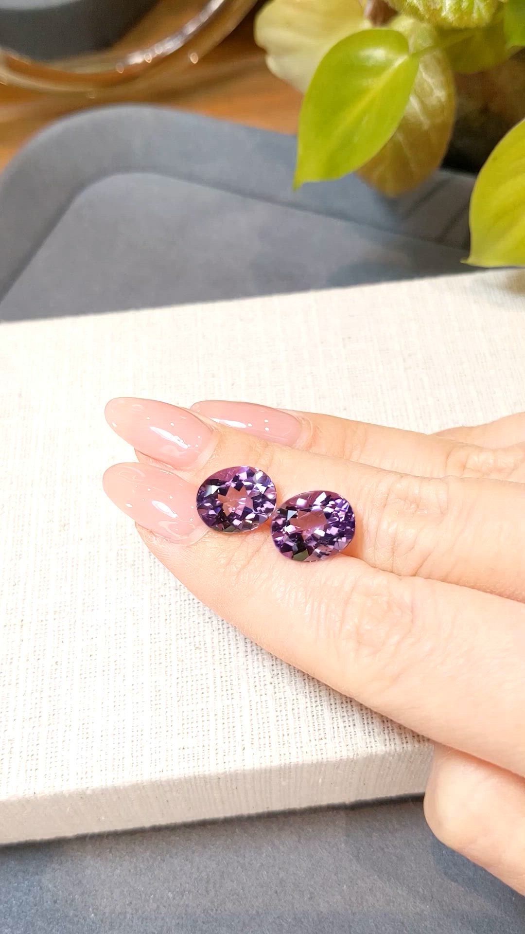 8.29&nbsp;Ct.Tw.Total Carat Weight Purple Amethyst Pair from Brazil Size Video