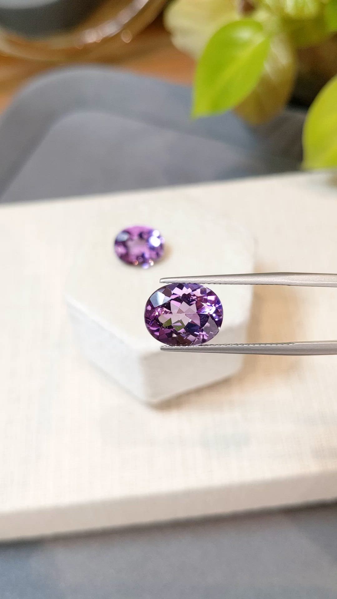 8.29&nbsp;Ct.Tw.Total Carat Weight Purple Amethyst Pair from Brazil Size Video