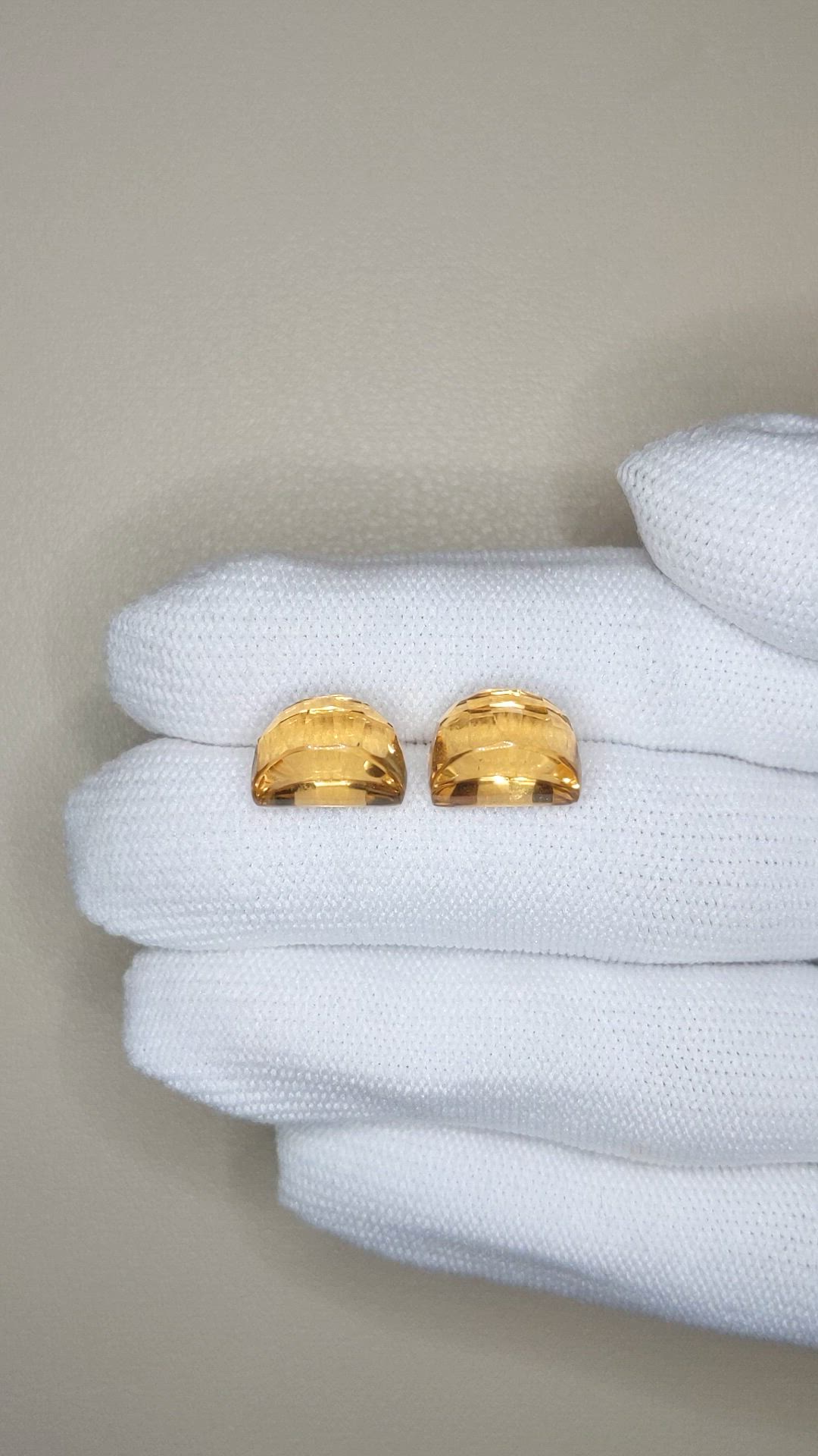 12.24 Ct.Tw.Total Carat Weight Yellow Citrine Pair from Brazil Size Video