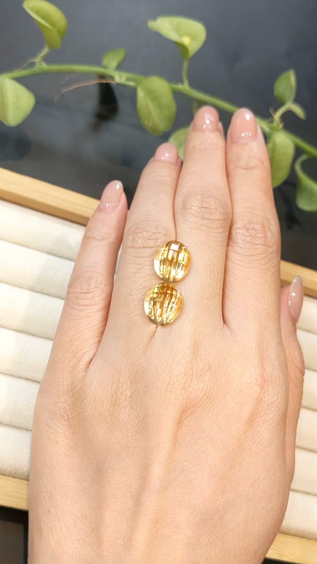 12.24 Ct.Tw.Total Carat Weight Yellow Citrine Pair from Brazil Size Video