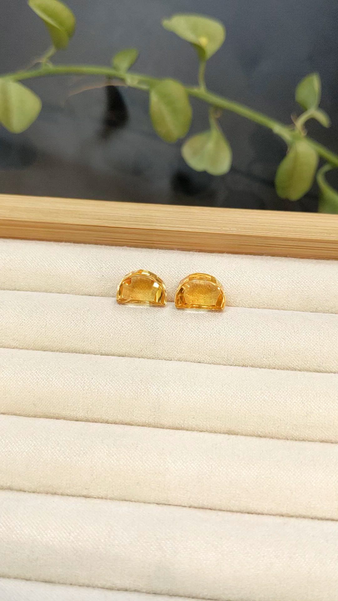 12.24 Ct.Tw.Total Carat Weight Yellow Citrine Pair from Brazil Size Video