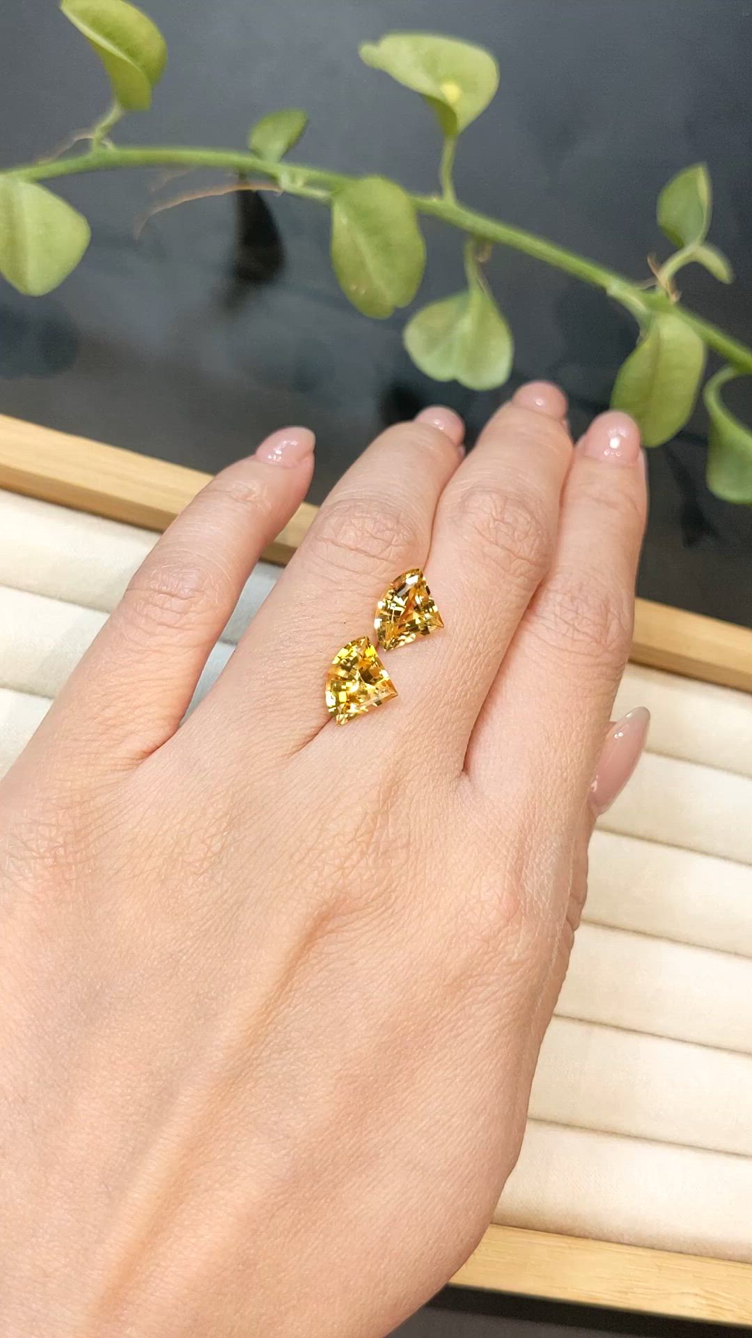 4.27 Ct.Tw.Total Carat Weight Yellow Citrine Pair from Brazil Size Video