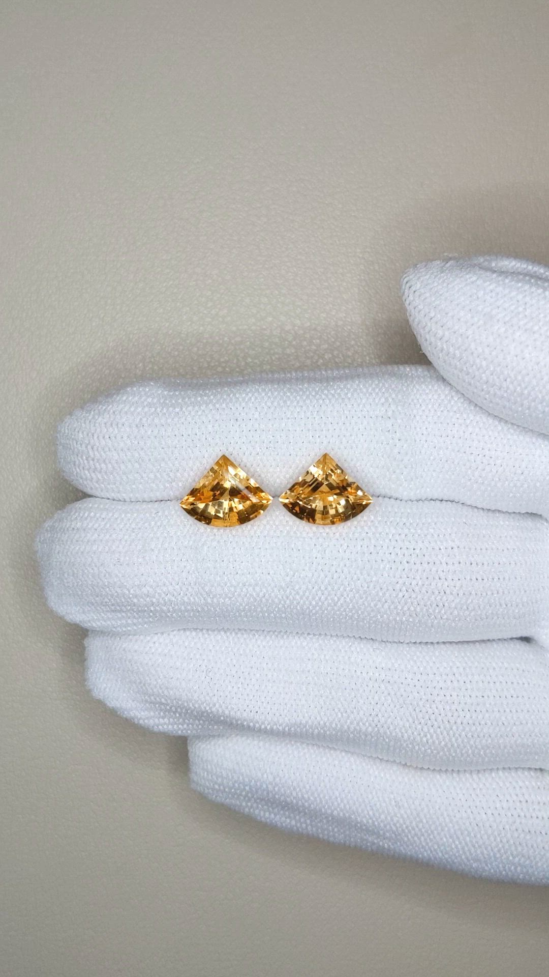 4.27 Ct.Tw.Total Carat Weight Yellow Citrine Pair from Brazil Size Video