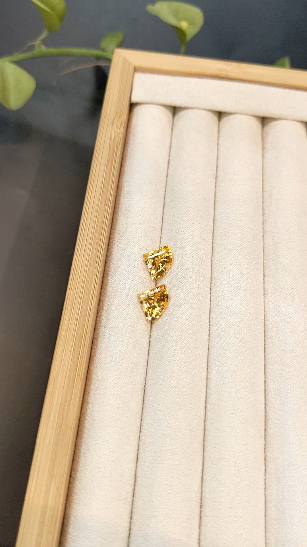 4.27 Ct.Tw.Total Carat Weight Yellow Citrine Pair from Brazil Size Video