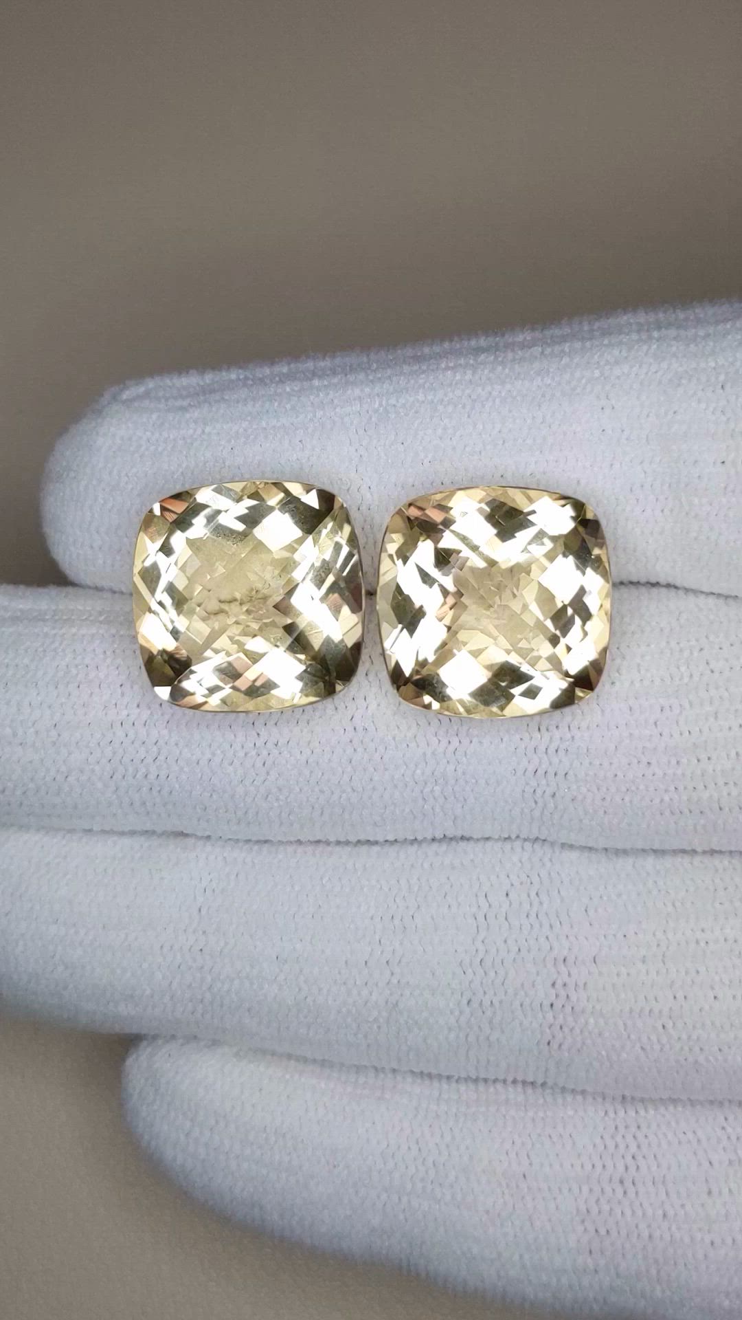 23.00 Ct.Tw.Total Carat Weight Yellow Citrine Pair from Brazil Size Video