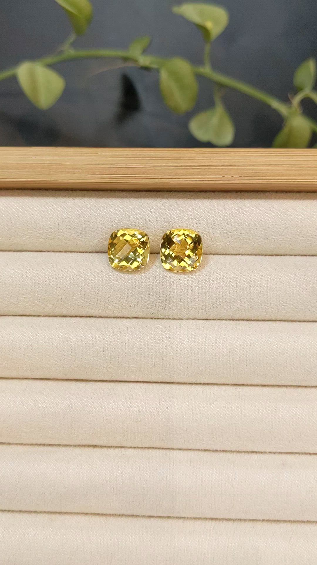 7.37 Ct.Tw.Total Carat Weight Yellow Citrine Pair from Brazil Size Video