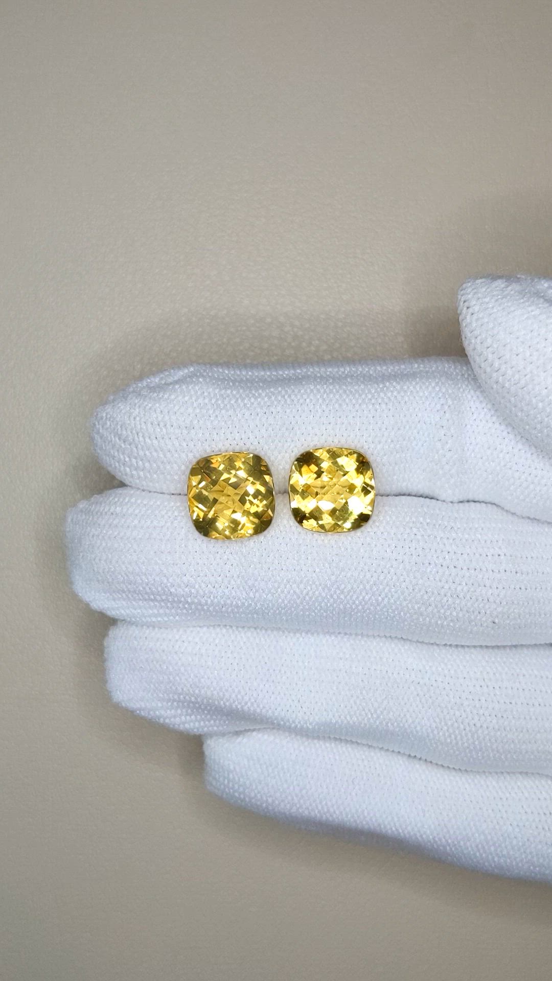 7.32 Ct.Tw.Total Carat Weight Yellow Citrine Pair from Brazil Size Video